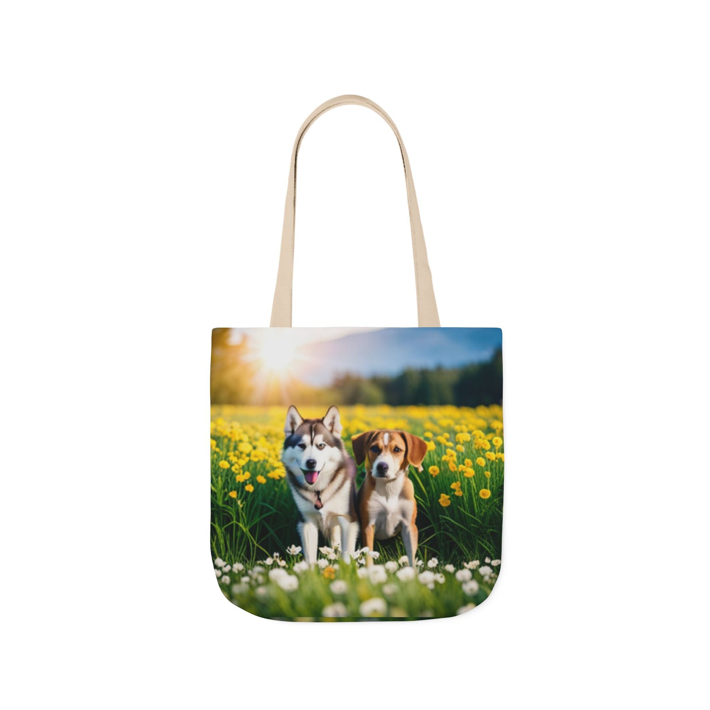 Canvas Tote Bag, 5-Color Straps (Husky/Beagle)