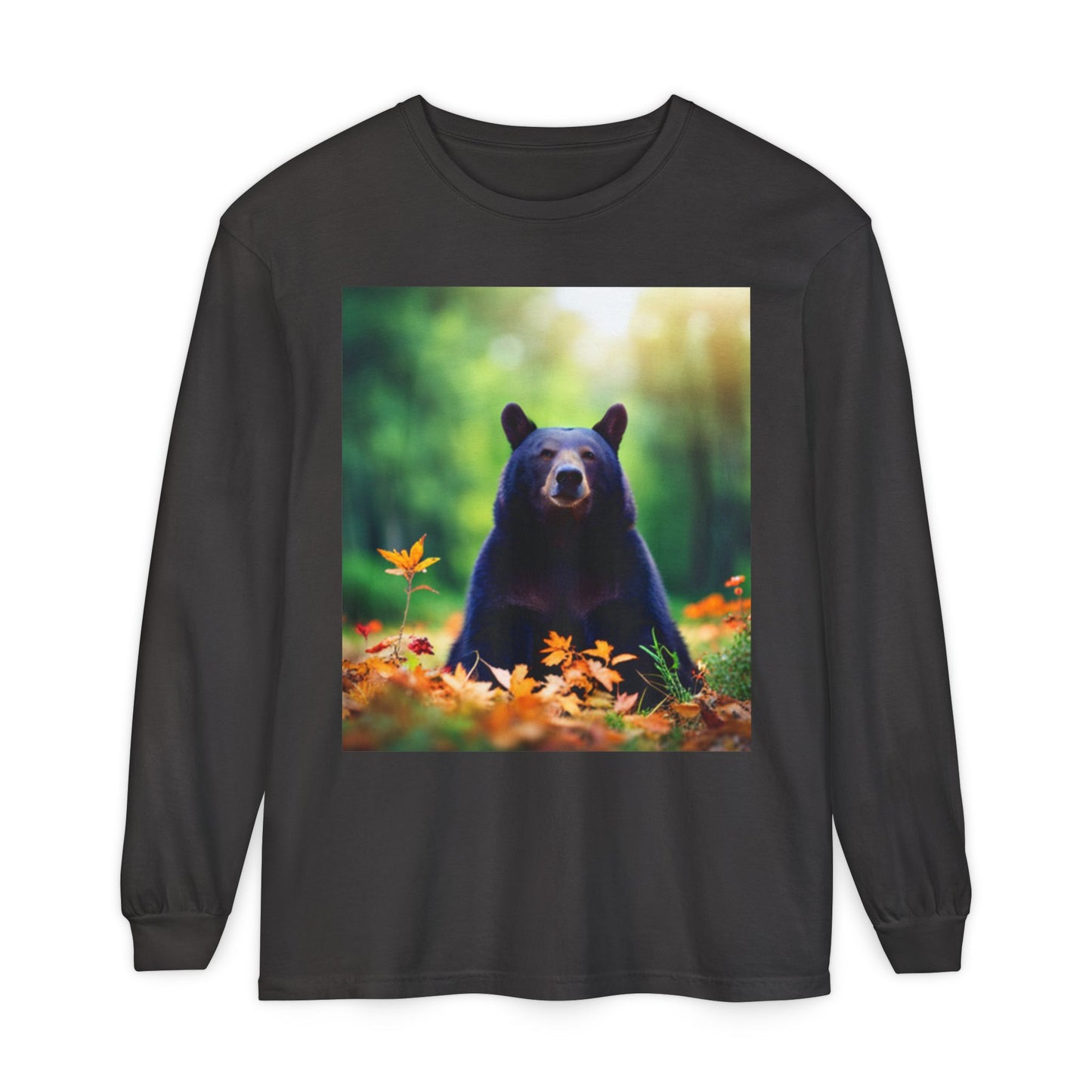 Unisex Garment-dyed Long Sleeve T-Shirt (Bear)