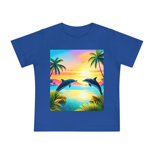 Baby Short Sleeve T-Shirt (Dolphin Palm Tree)