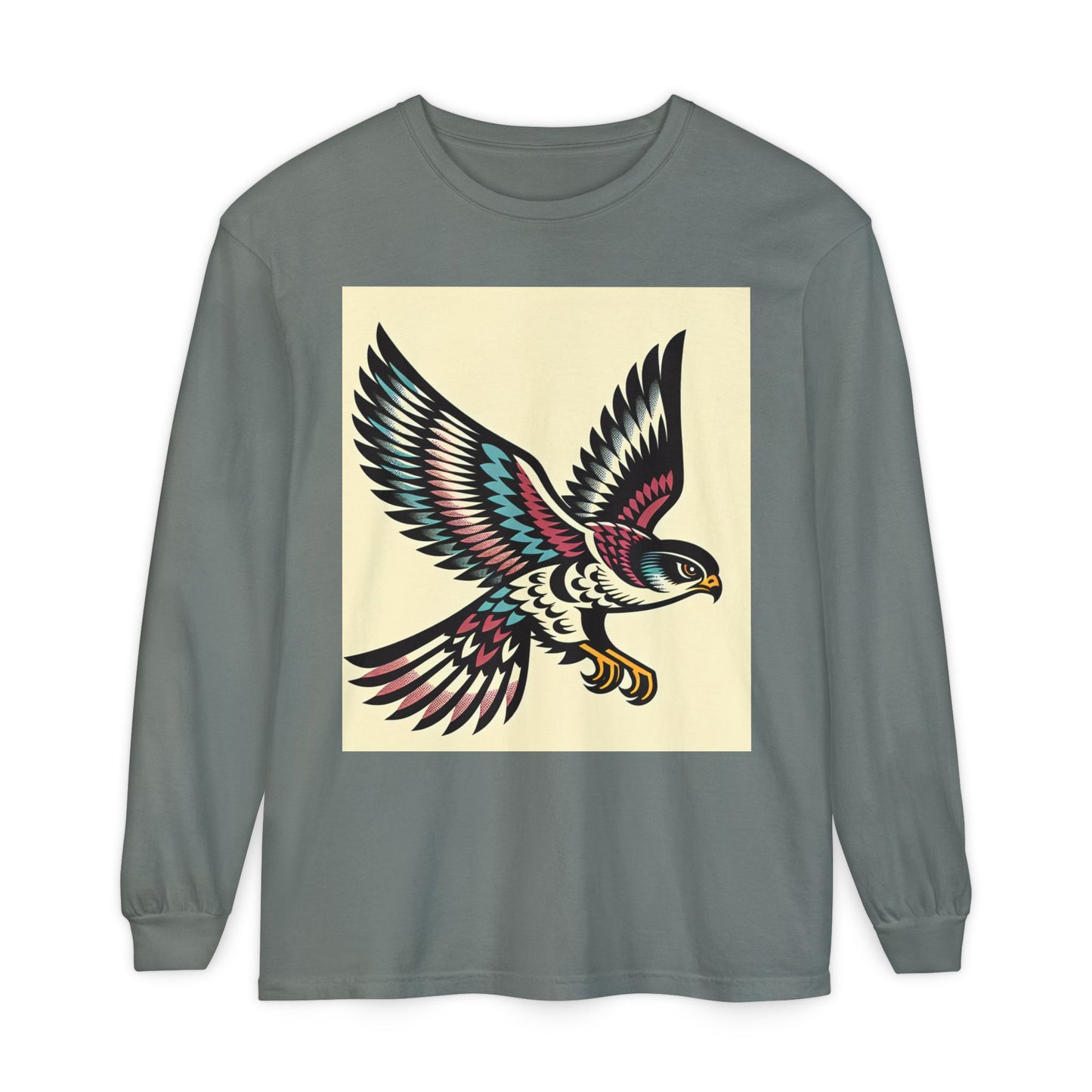 Unisex Garment-dyed Long Sleeve T-Shirt (Falcon)