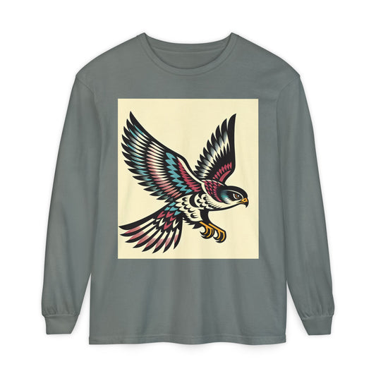 Unisex Garment-dyed Long Sleeve T-Shirt (Falcon)