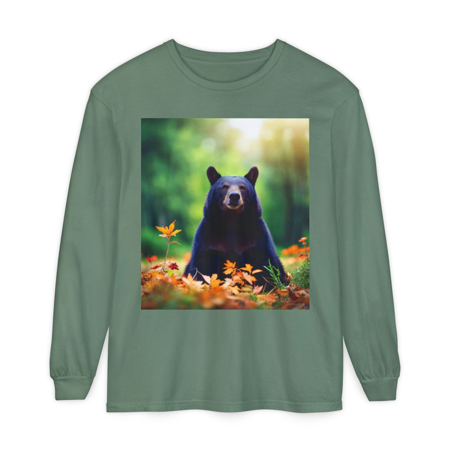 Unisex Garment-dyed Long Sleeve T-Shirt (Bear)