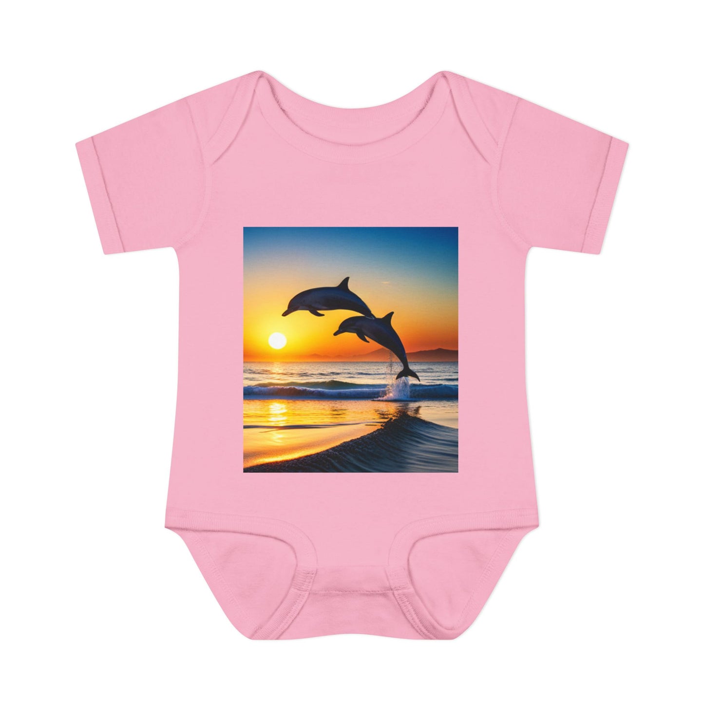 Infant Baby Rib Bodysuit (Dolphins)