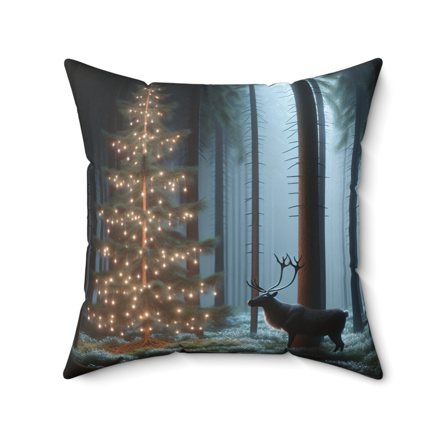 Spun Polyester Square Pillow (Reindeer)