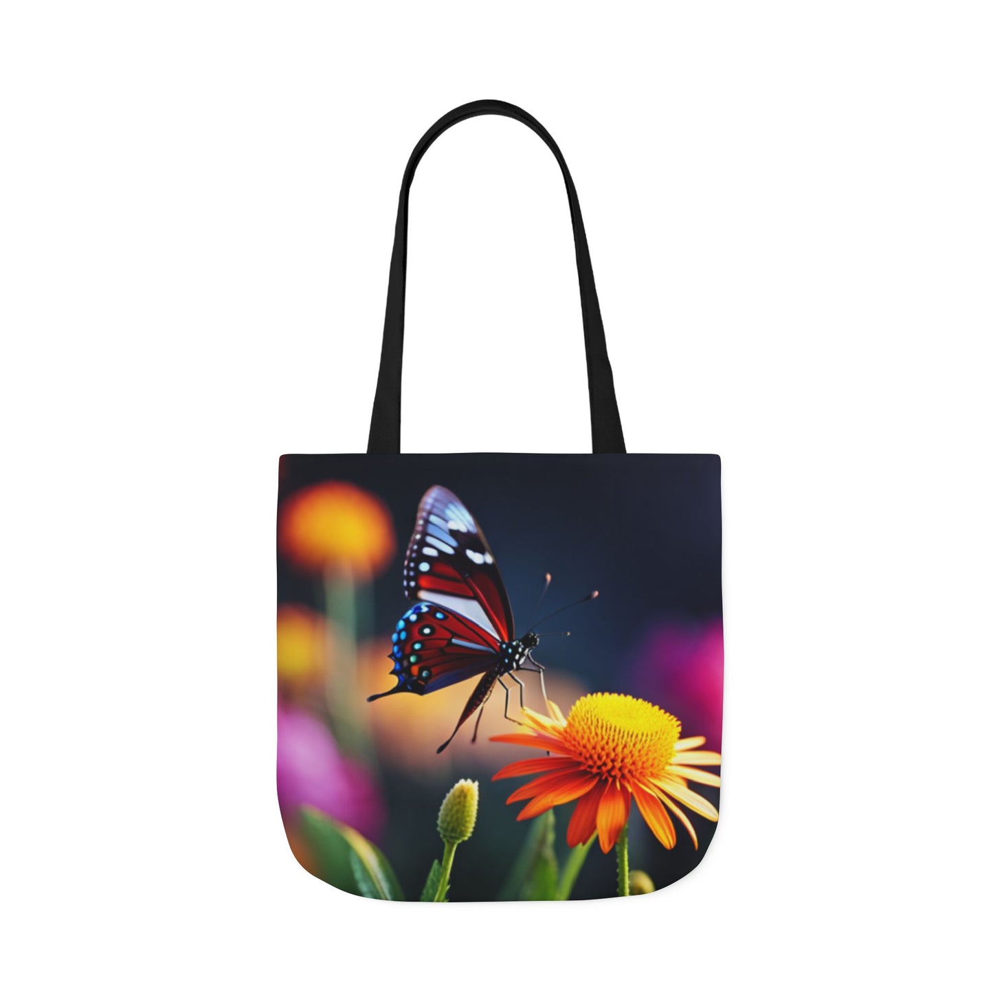 Canvas Tote Bag, 5-Color Straps (Butterflies)