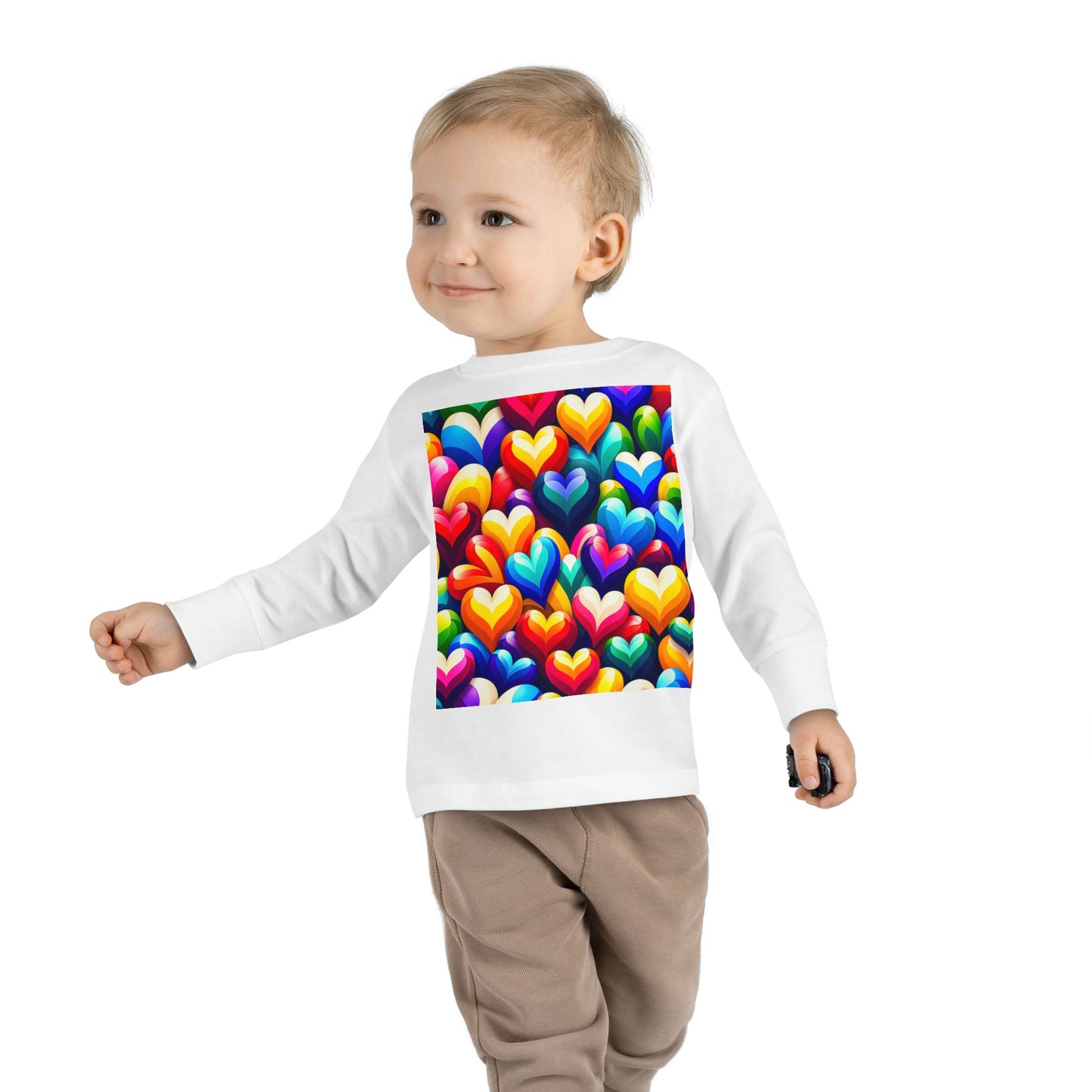 Toddler Long Sleeve Tee (Colorful Hearts)