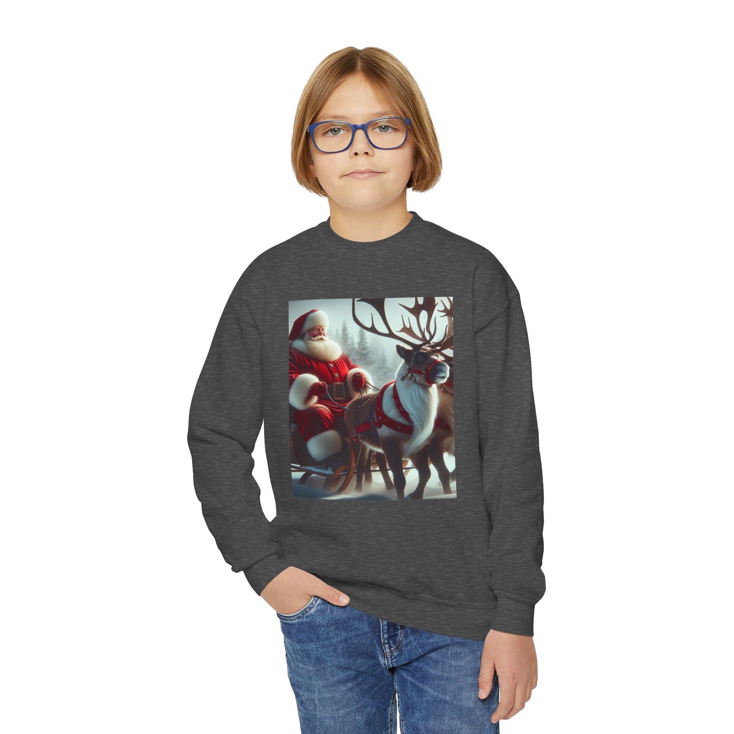 Youth Crewneck Sweatshirt (Santa/Reindeer)