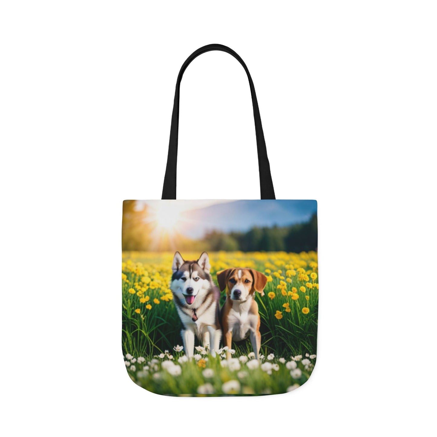 Canvas Tote Bag, 5-Color Straps (Husky/Beagle)