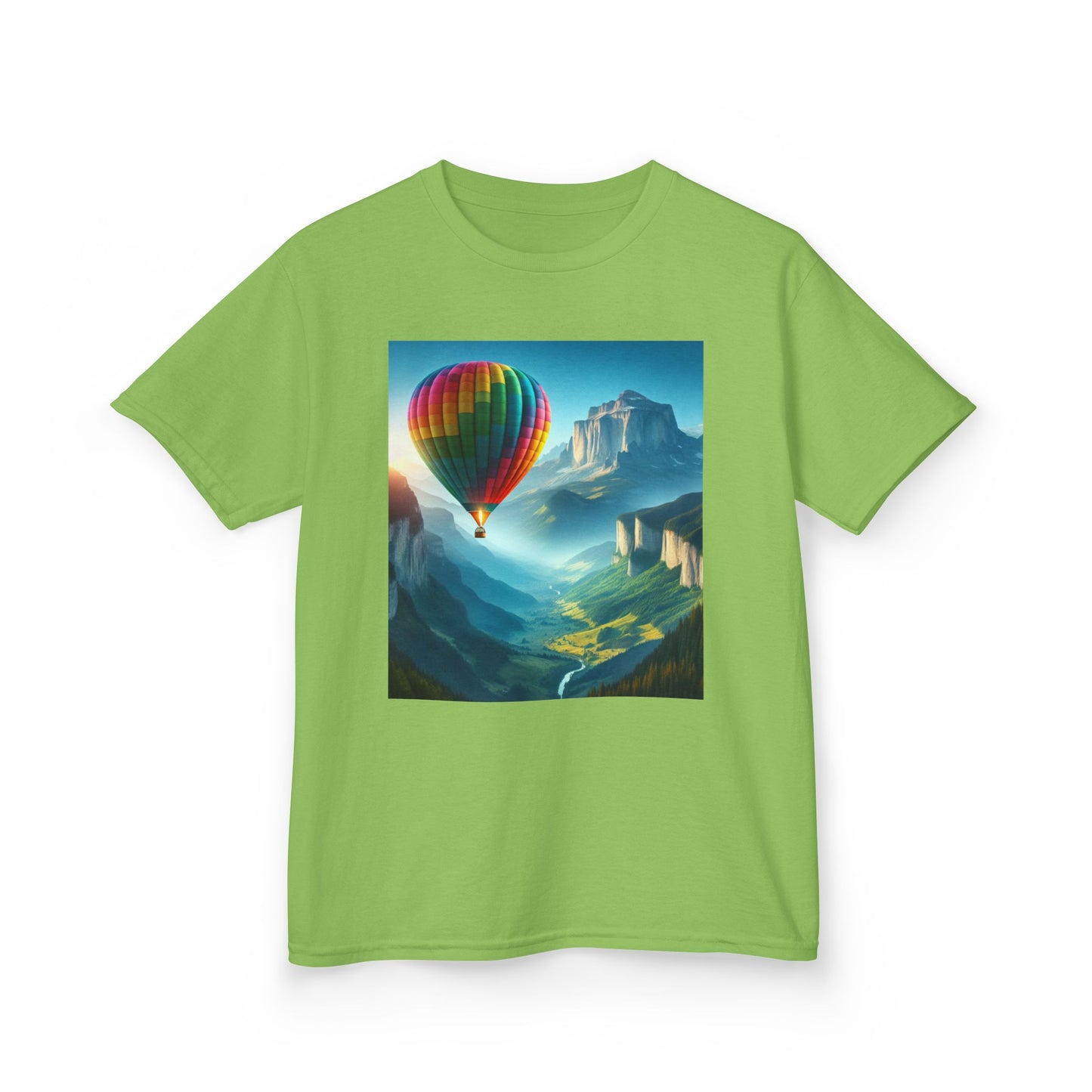 Kids Heavy Cotton™ Tee - Colorful Hot Air Balloon Adventure Tee for Young Explorers