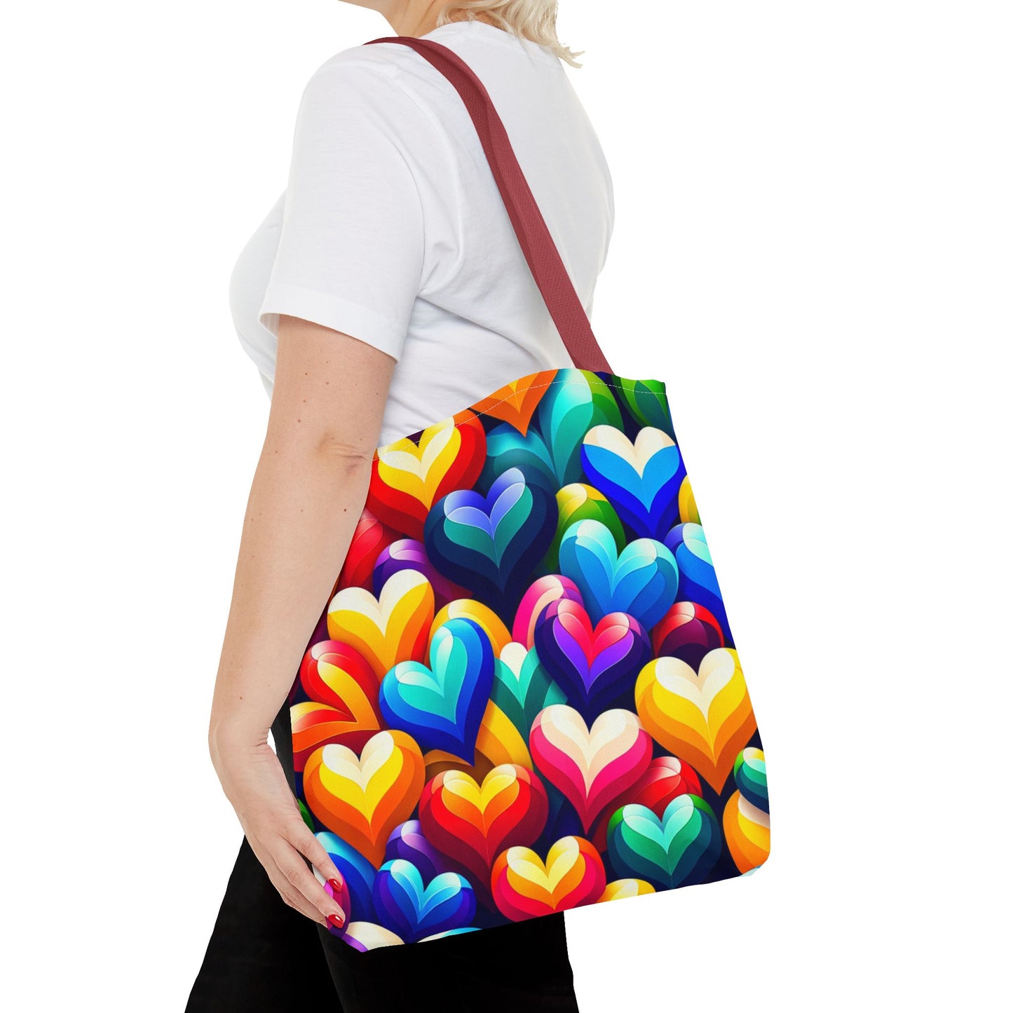 Tote Bag (AOP) (Colorful Hearts)