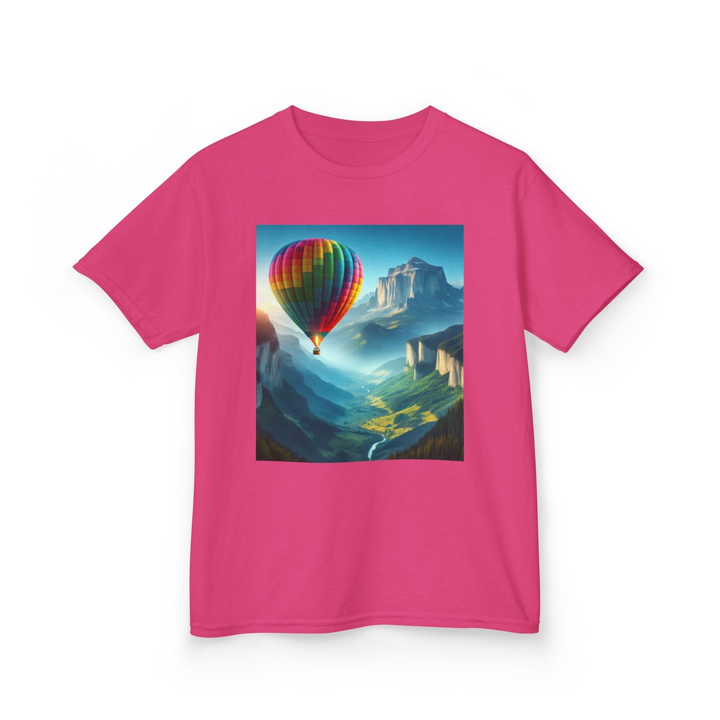 Kids Heavy Cotton™ Tee - Colorful Hot Air Balloon Adventure Tee for Young Explorers