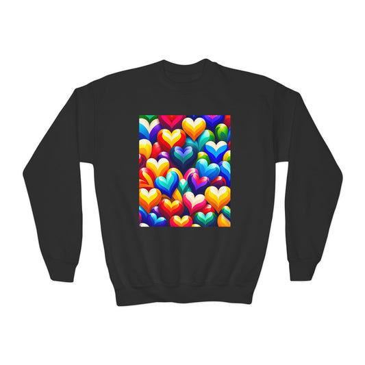 Youth Crewneck Sweatshirt (Colorful Hearts)