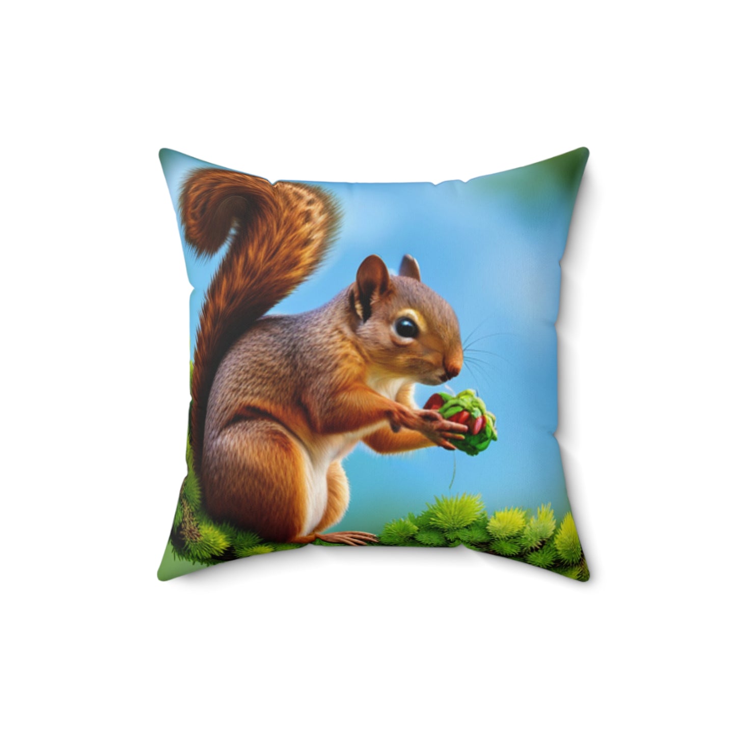 Spun Polyester Square Pillow (Squirrel)