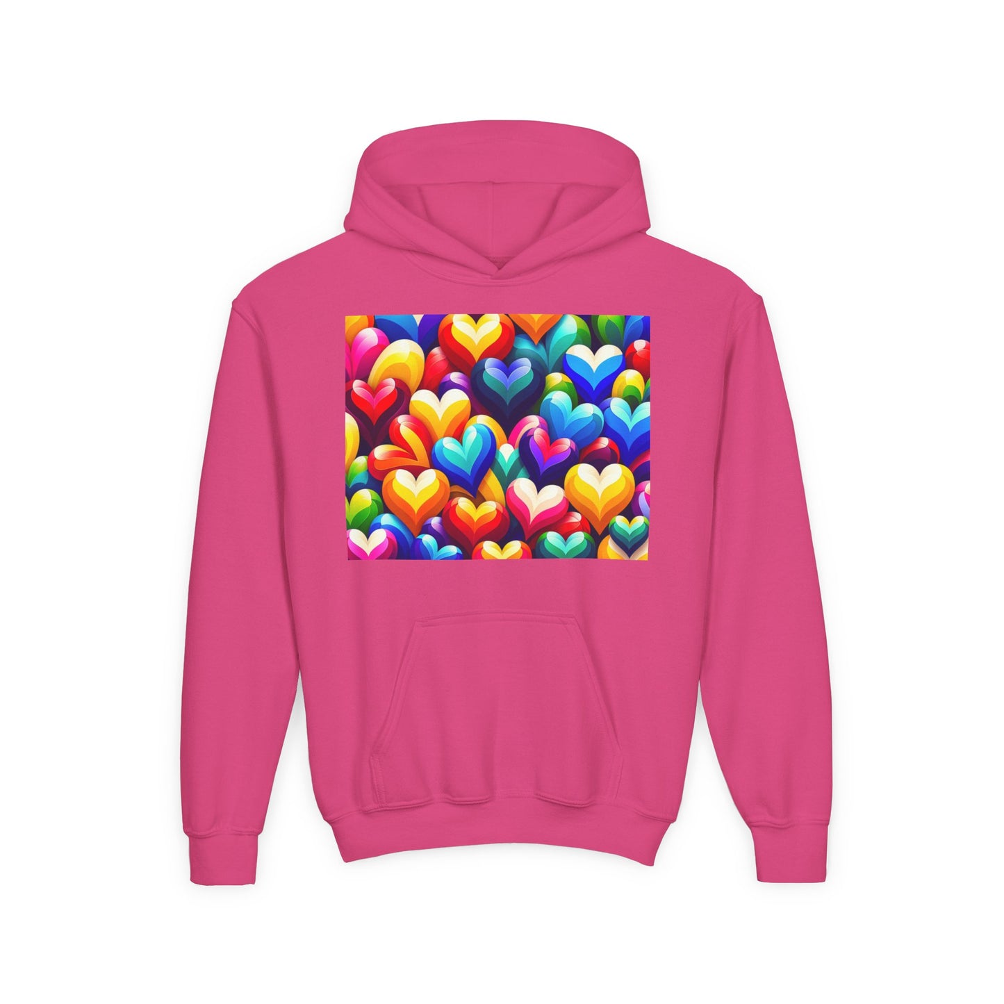 Youth Heavy Blend Hooded Sweatshirt (Colorful Hearts)