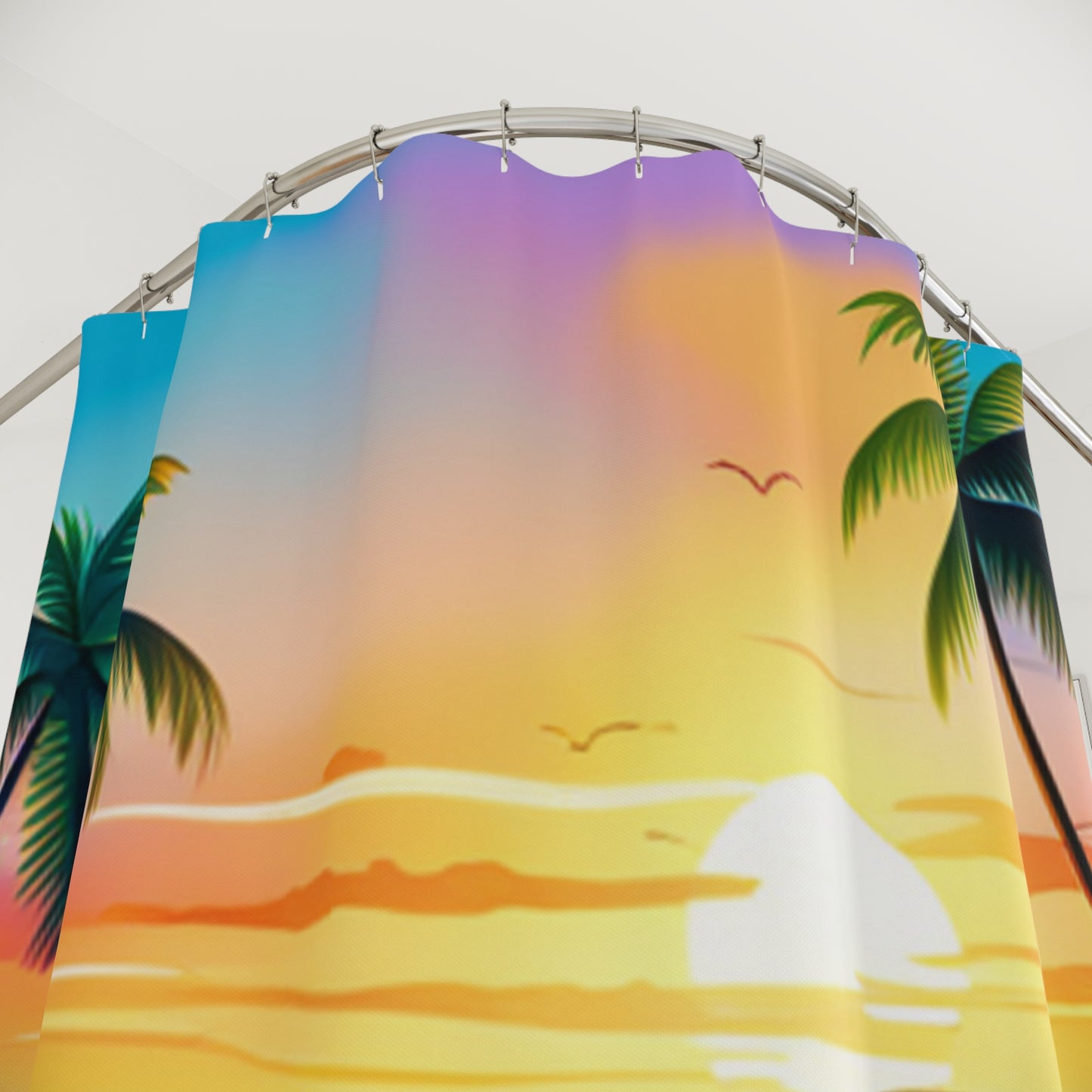 Shower Curtains (Dolphin Palm Tree)