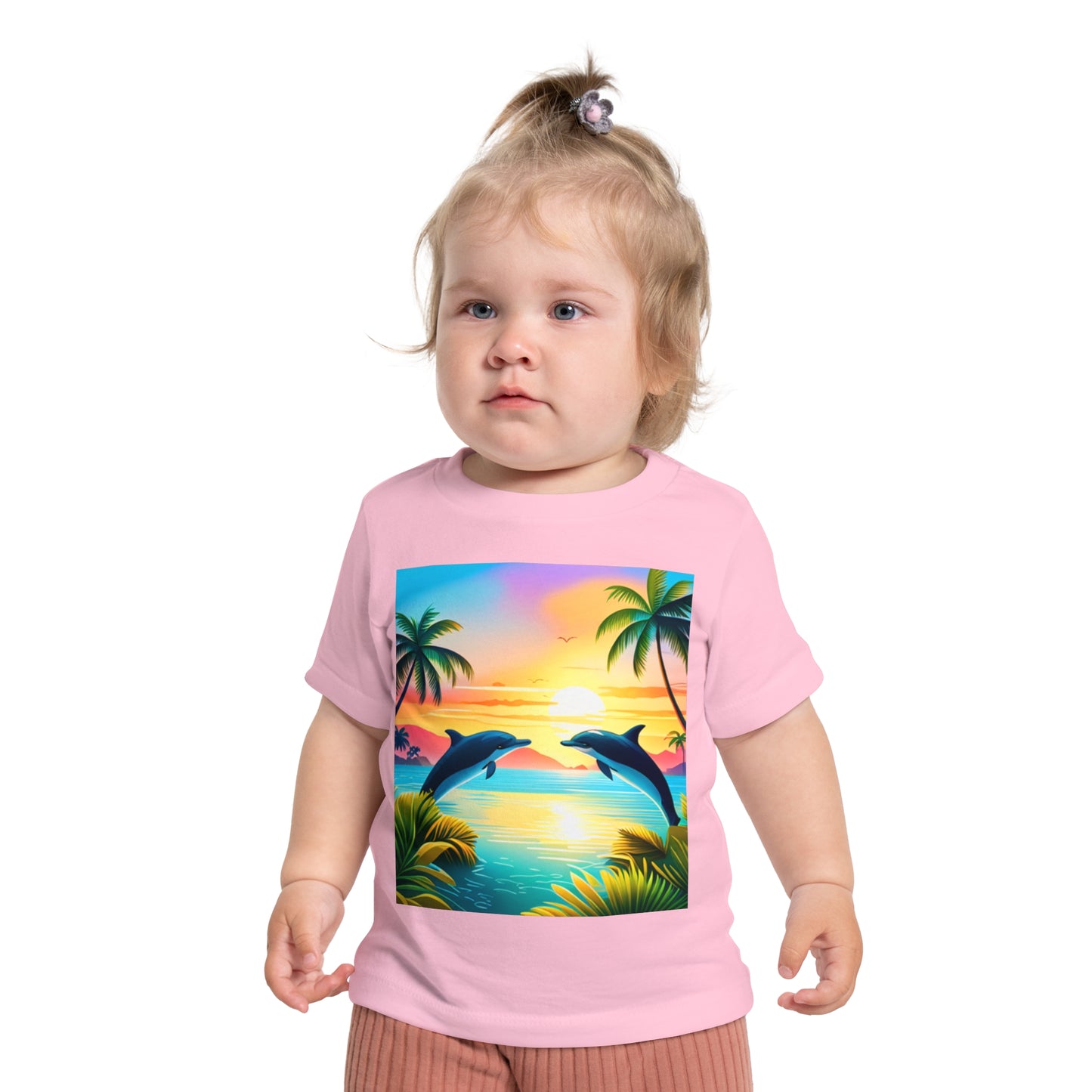 Baby Short Sleeve T-Shirt (Dolphin Palm Tree)