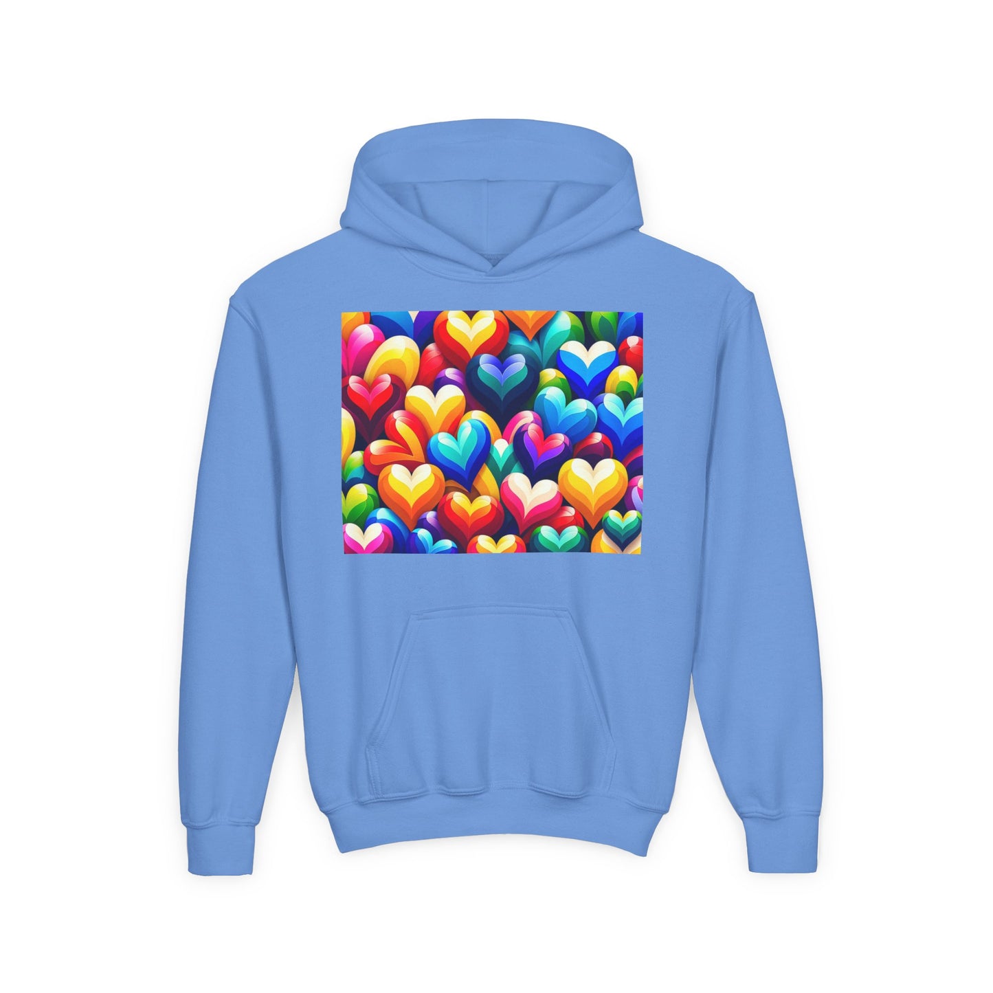 Youth Heavy Blend Hooded Sweatshirt (Colorful Hearts)