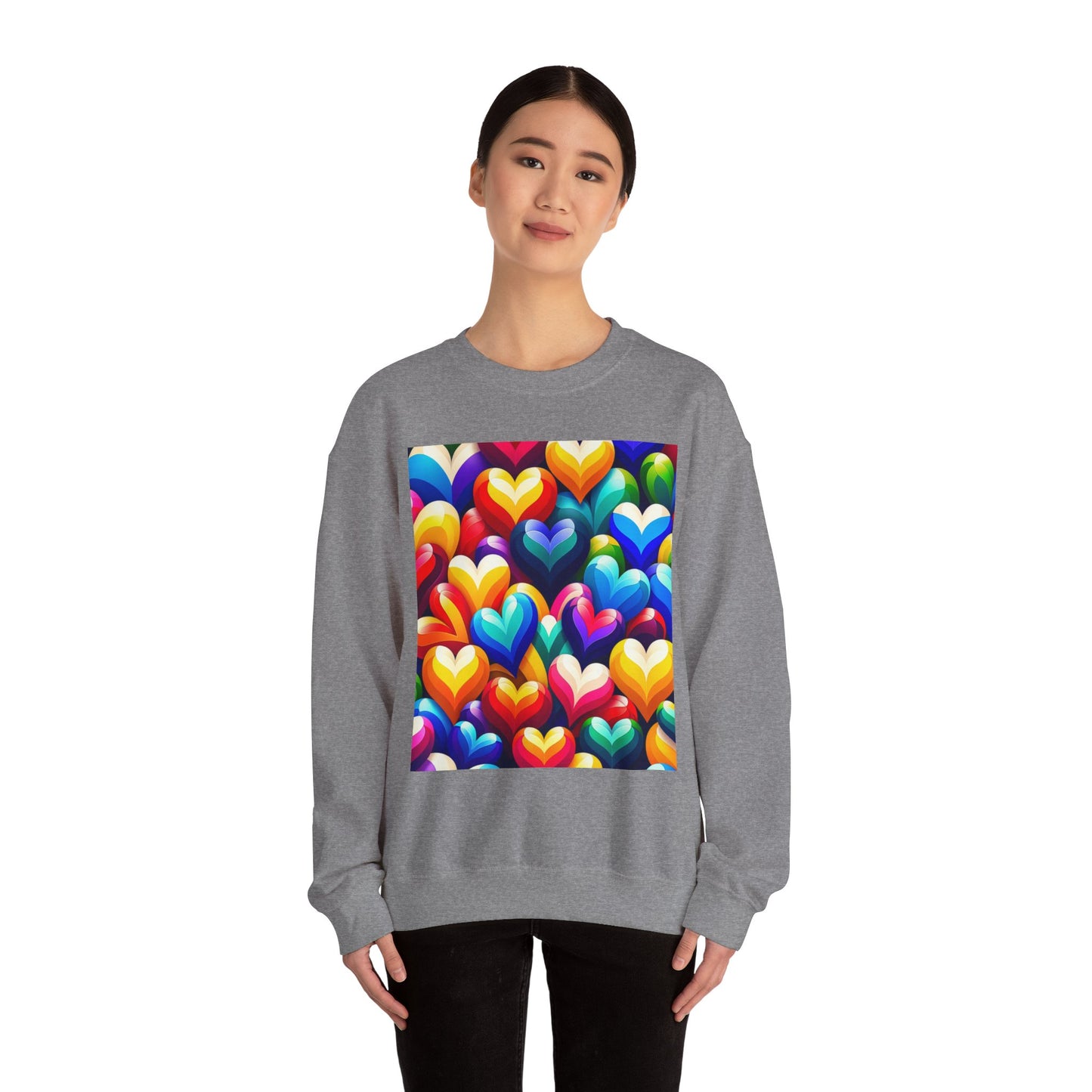 Unisex Heavy Blend™ Crewneck Sweatshirt (Colorful Hearts)