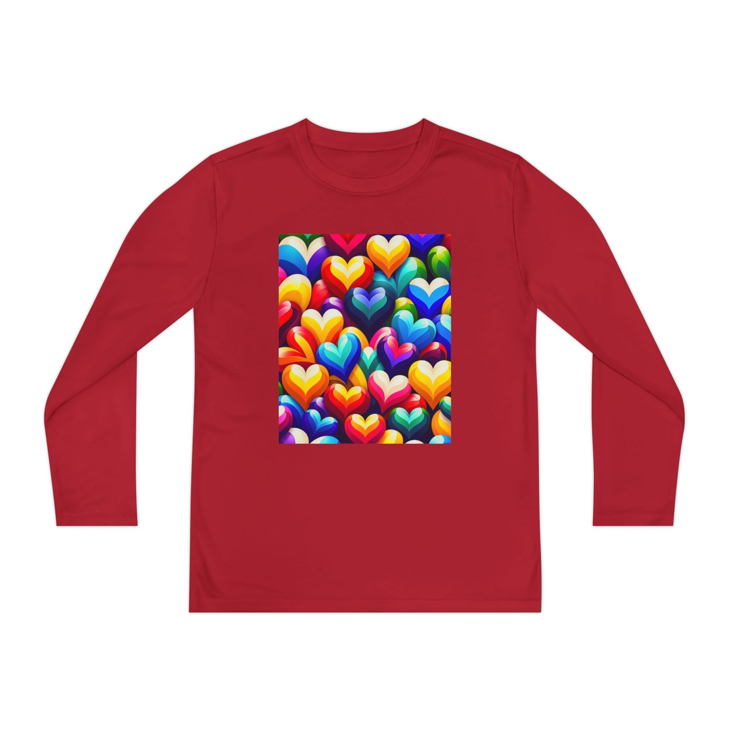 Youth Long Sleeve Competitor Tee (Colorful Hearts)
