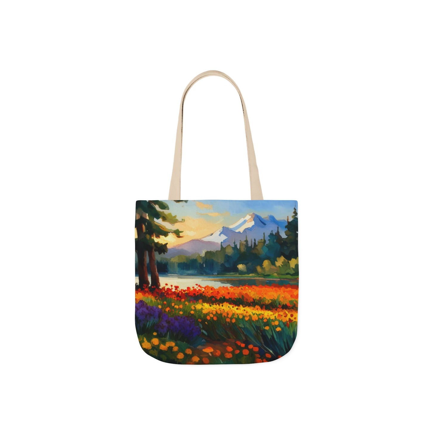 Canvas Tote Bag, 5-Color Straps (Flower Meadow)