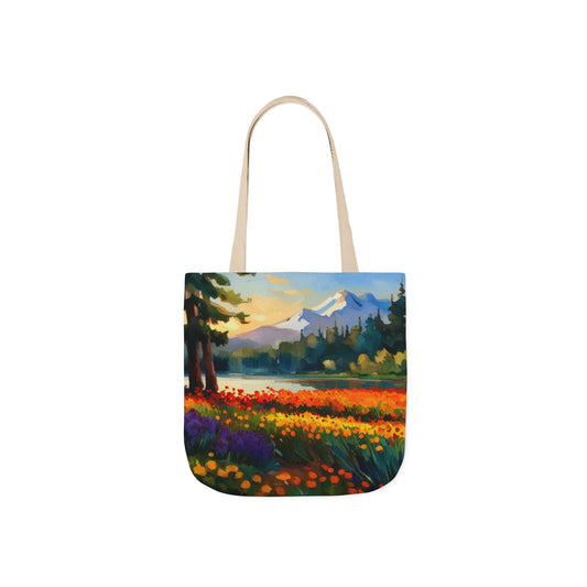 Canvas Tote Bag, 5-Color Straps (Flower Meadow)