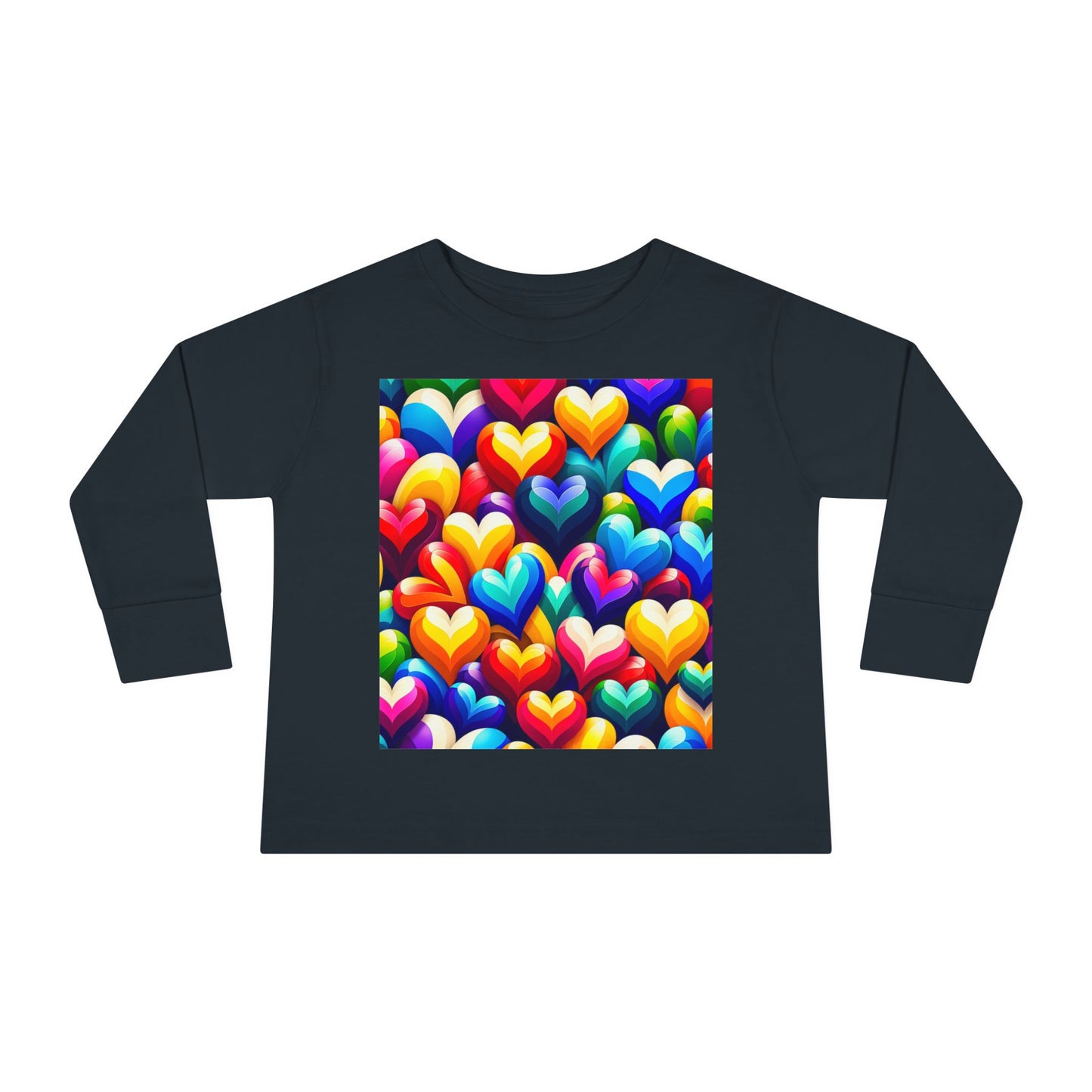 Toddler Long Sleeve Tee (Colorful Hearts)
