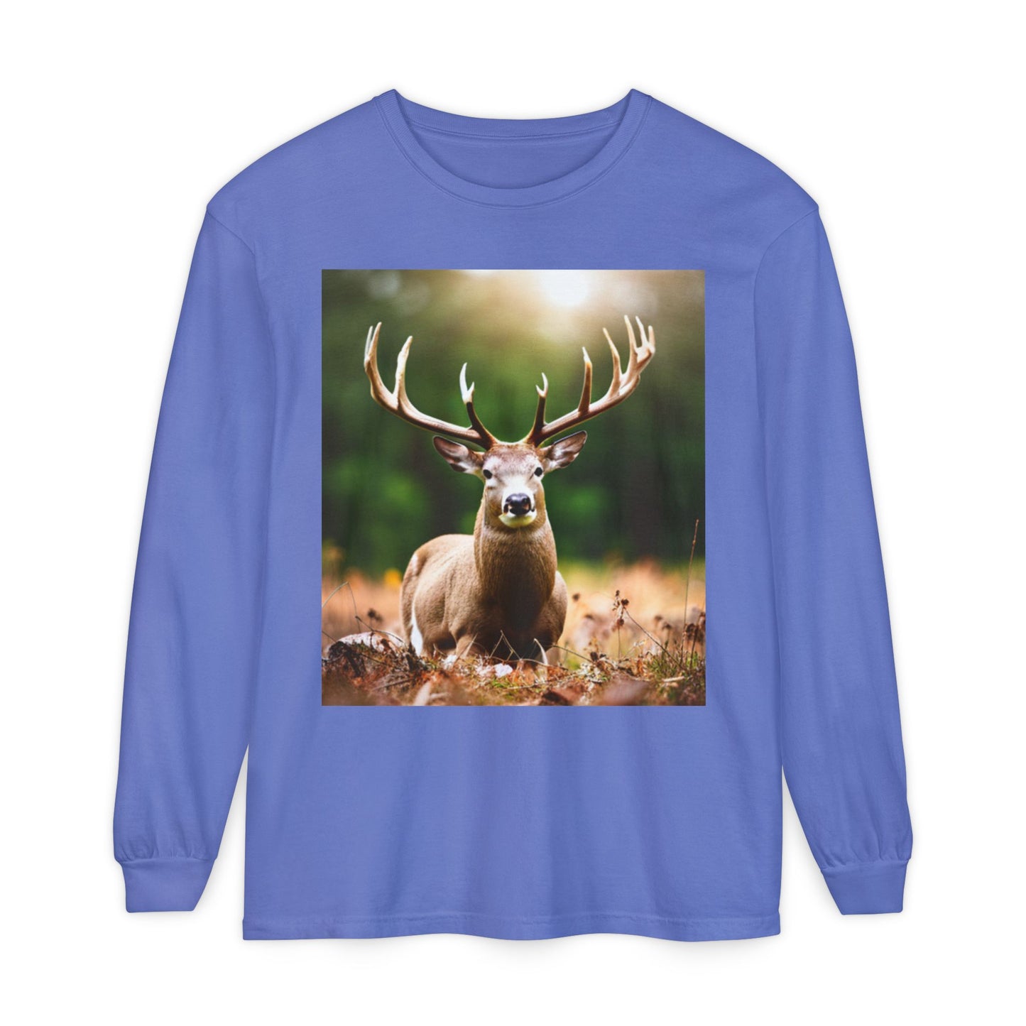 Unisex Garment-dyed Long Sleeve T-Shirt (Deer)