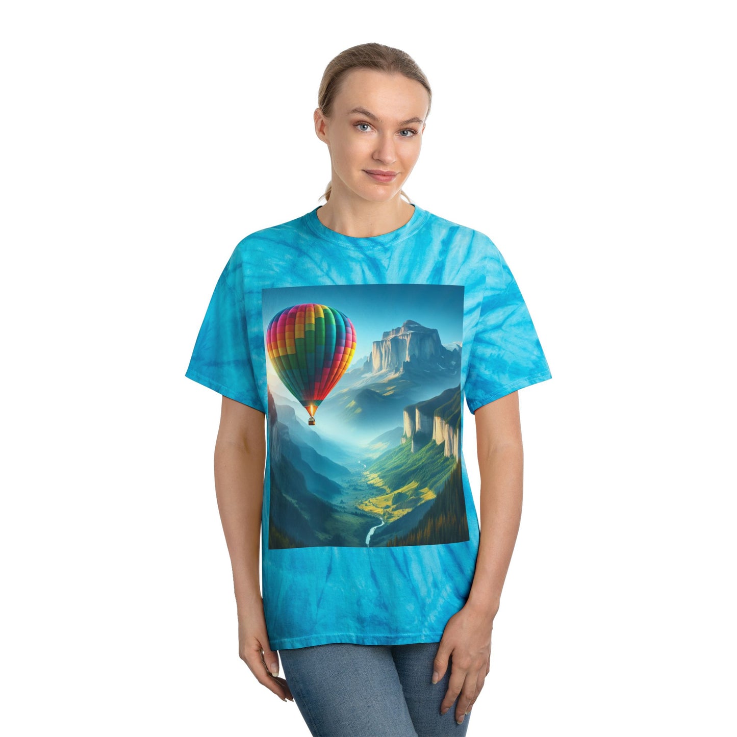 Cyclone Tie-Dye Tee with Hot Air Balloon Design - Vibrant Summer Graphic Tee