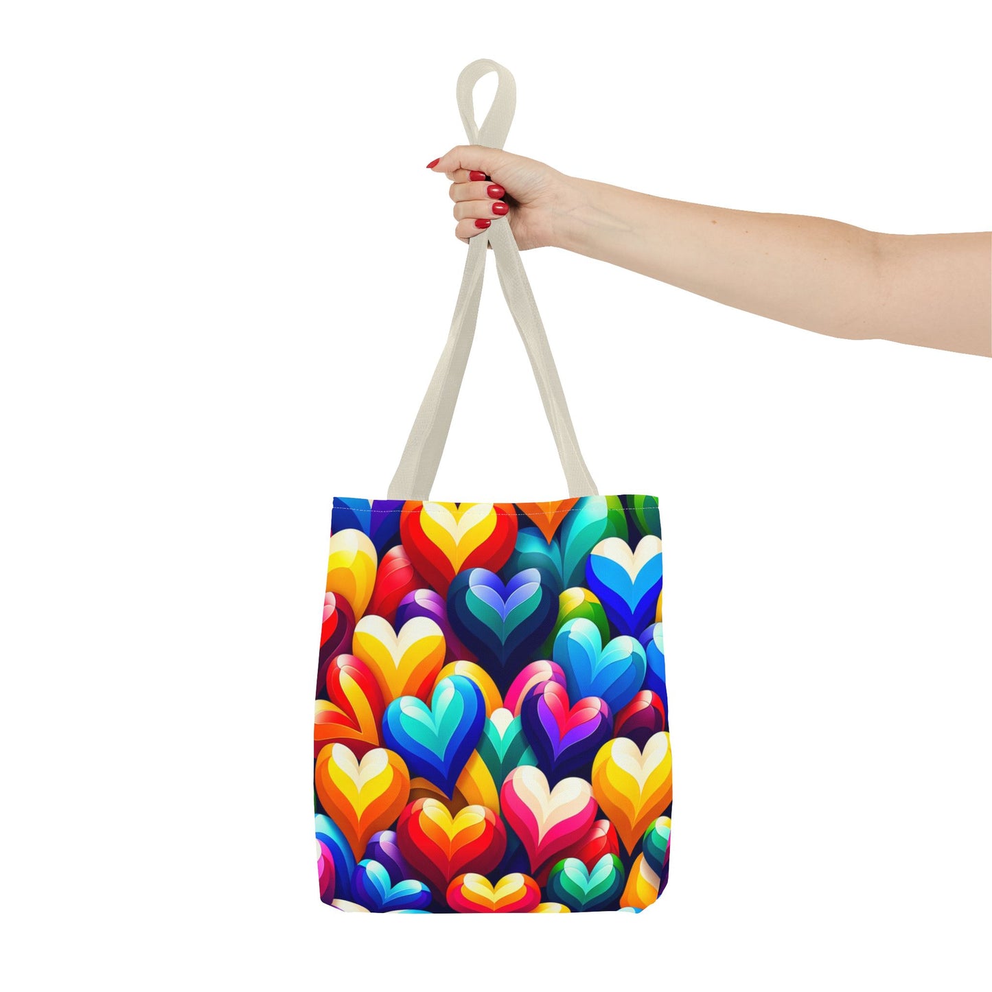 Tote Bag (AOP) (Colorful Hearts)