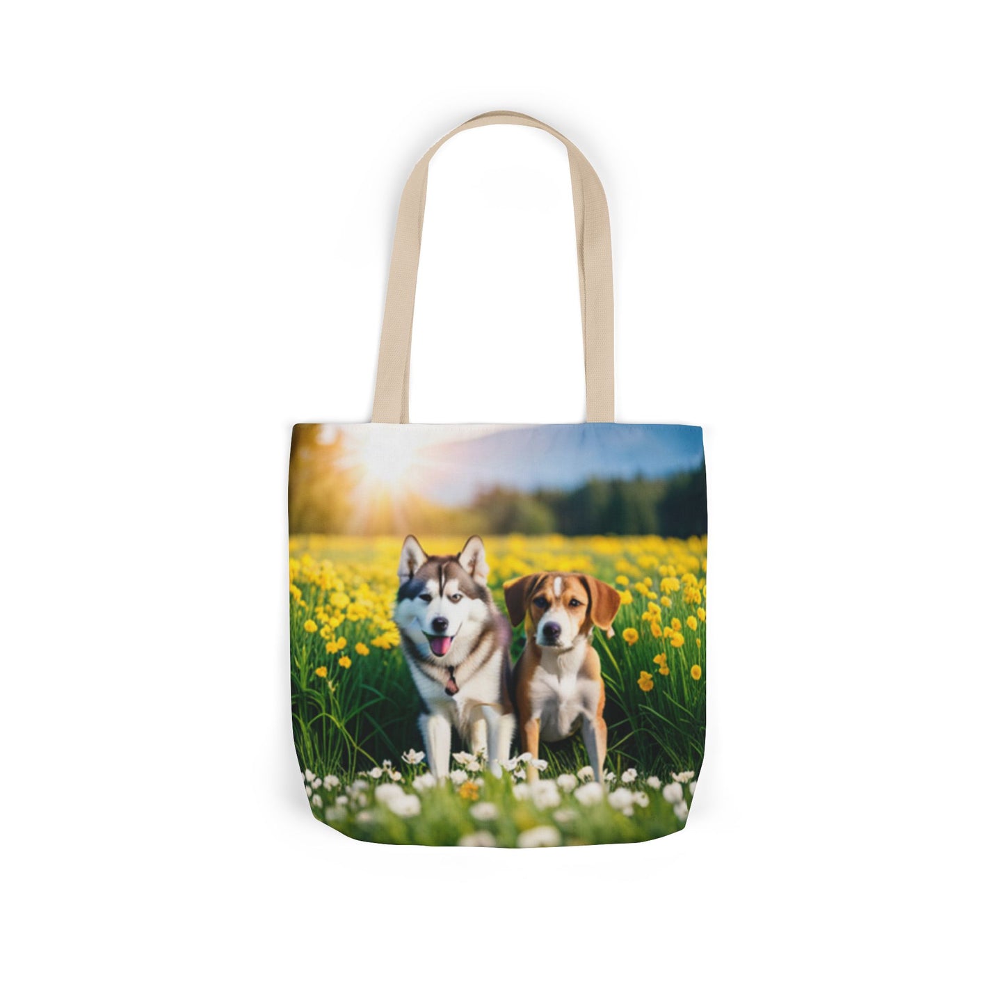 Canvas Tote Bag, 5-Color Straps (Husky/Beagle)