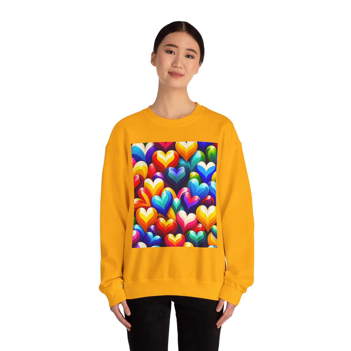 Unisex Heavy Blend™ Crewneck Sweatshirt (Colorful Hearts)