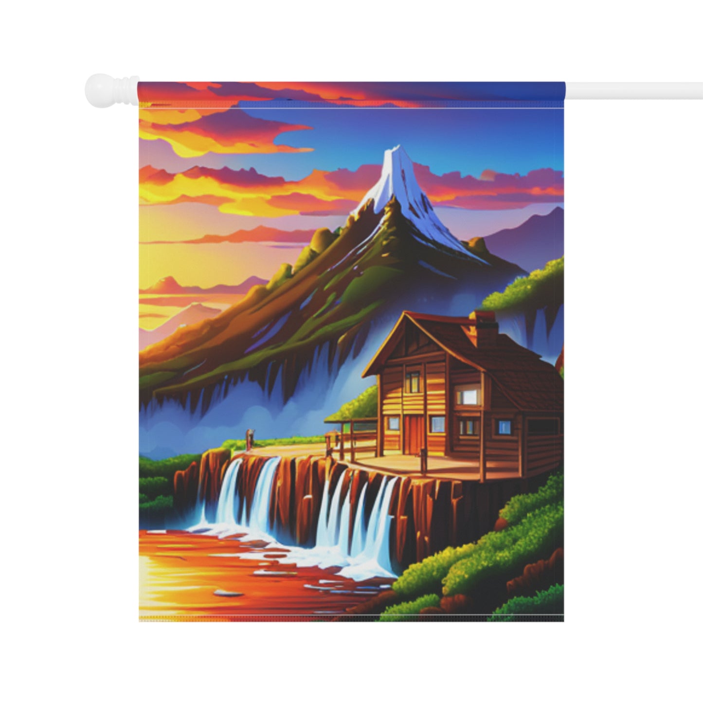 Garden & House Banner (Waterfall/Cabin)