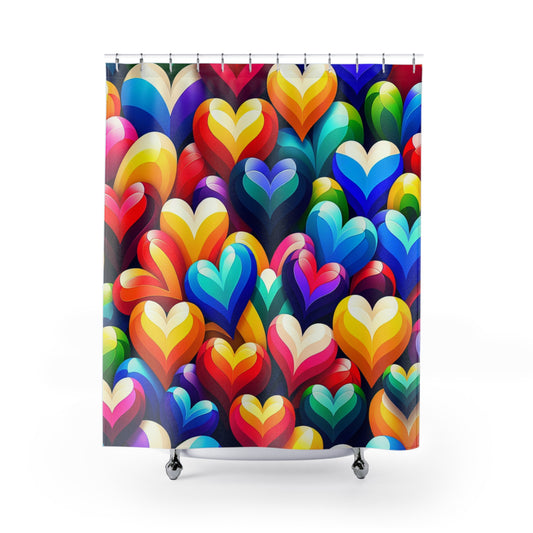 Shower Curtains (Colorful Hearts)