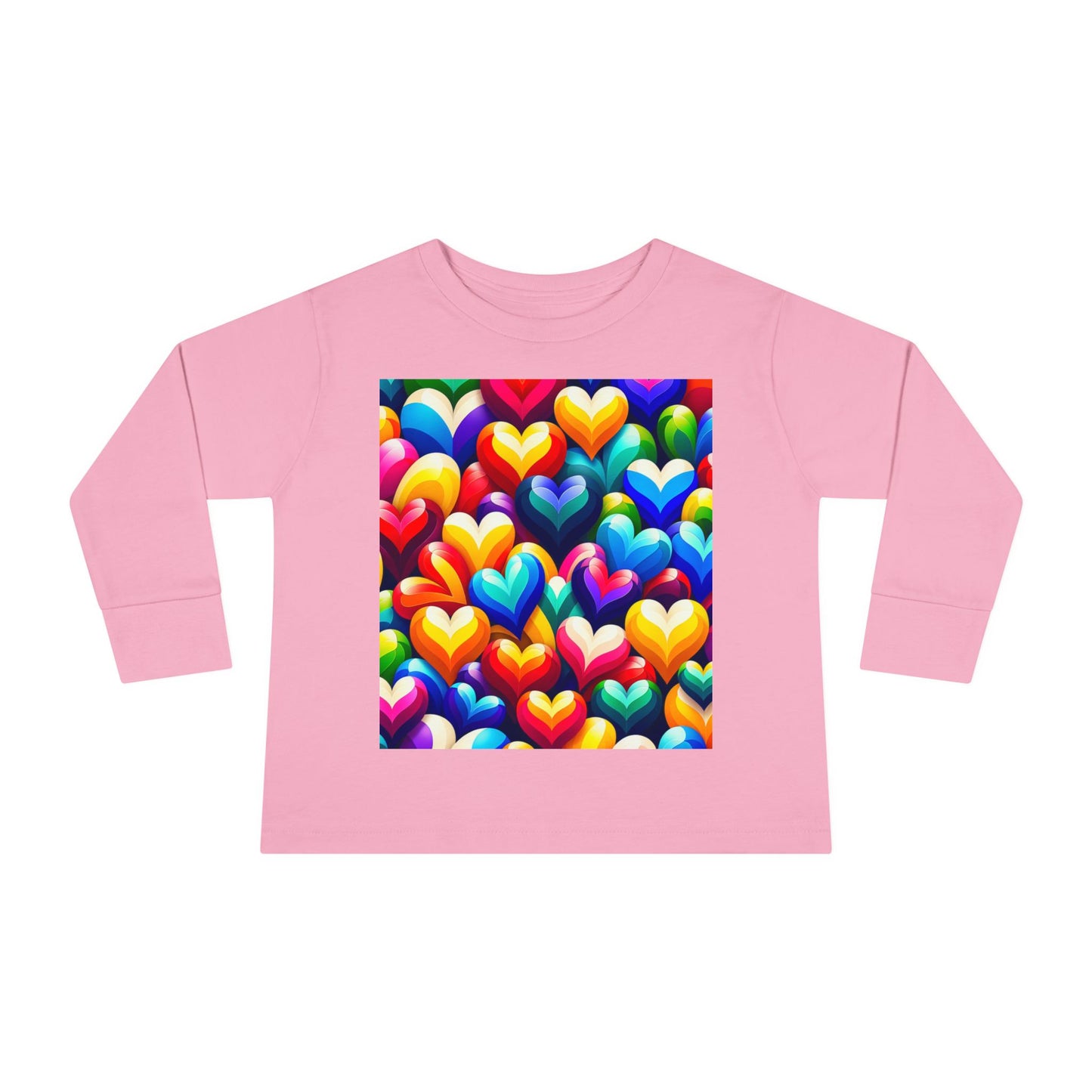 Toddler Long Sleeve Tee (Colorful Hearts)