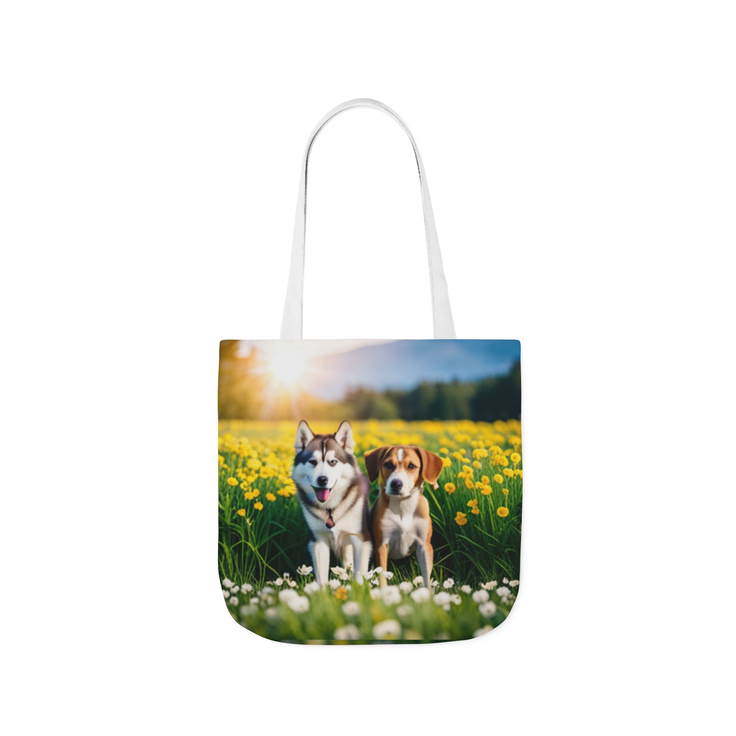 Canvas Tote Bag, 5-Color Straps (Husky/Beagle)