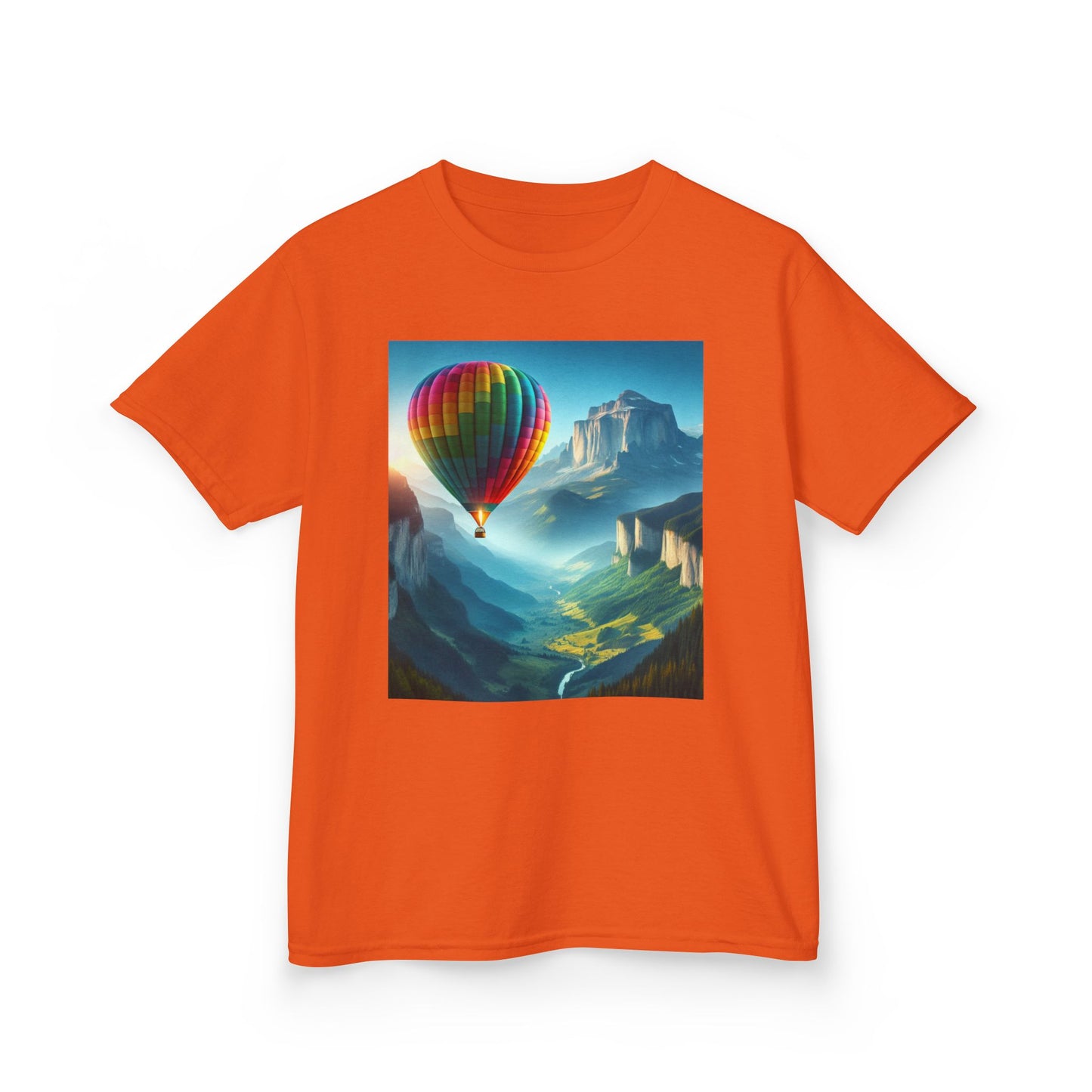 Kids Heavy Cotton™ Tee - Colorful Hot Air Balloon Adventure Tee for Young Explorers