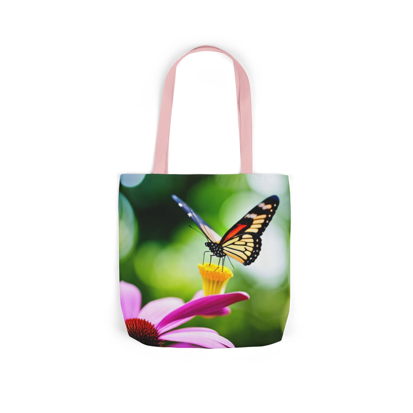 Canvas Tote Bag, 5-Color Straps (Butterflies)
