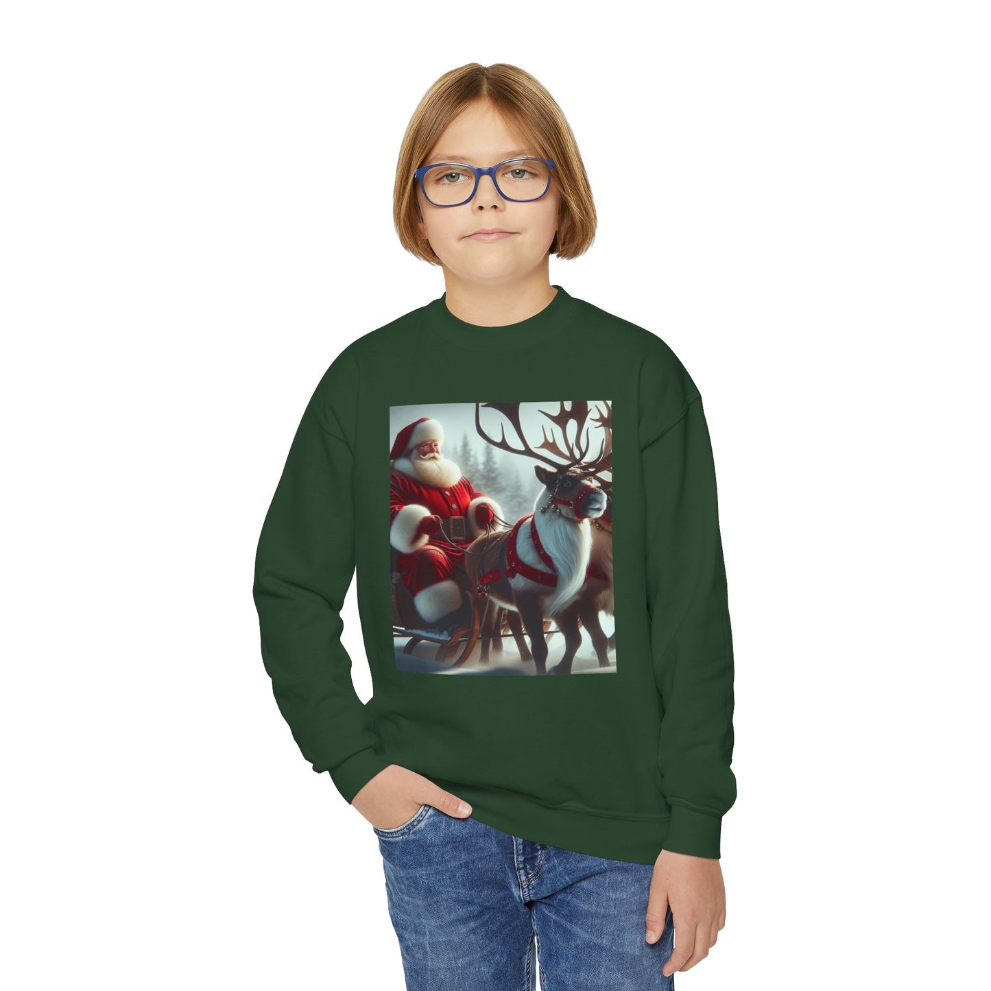 Youth Crewneck Sweatshirt (Santa/Reindeer)