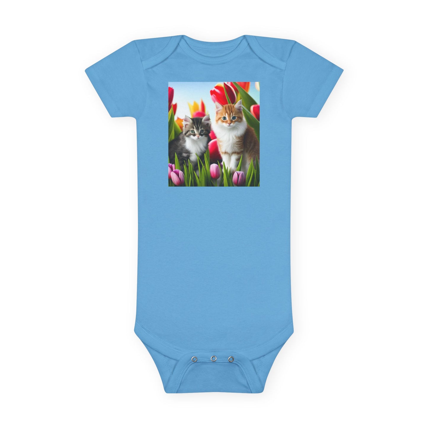 Baby Short Sleeve Onesie® (Kittens/Tulips)
