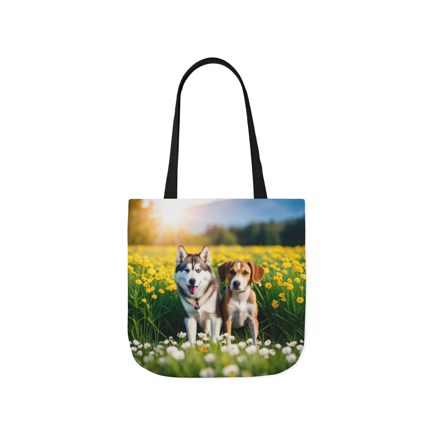 Canvas Tote Bag, 5-Color Straps (Husky/Beagle)