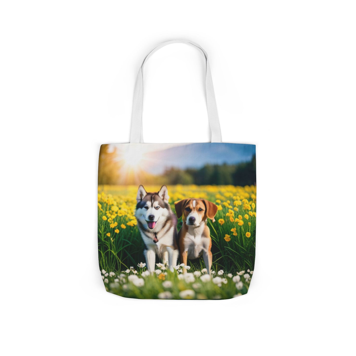 Canvas Tote Bag, 5-Color Straps (Husky/Beagle)