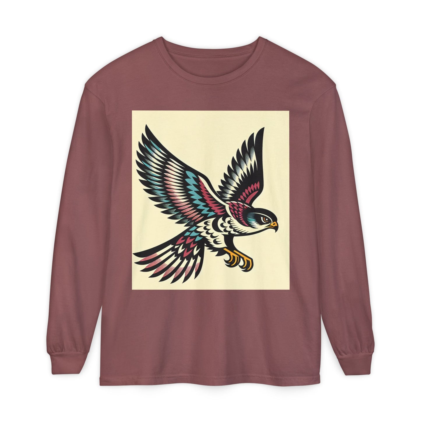Unisex Garment-dyed Long Sleeve T-Shirt (Falcon)