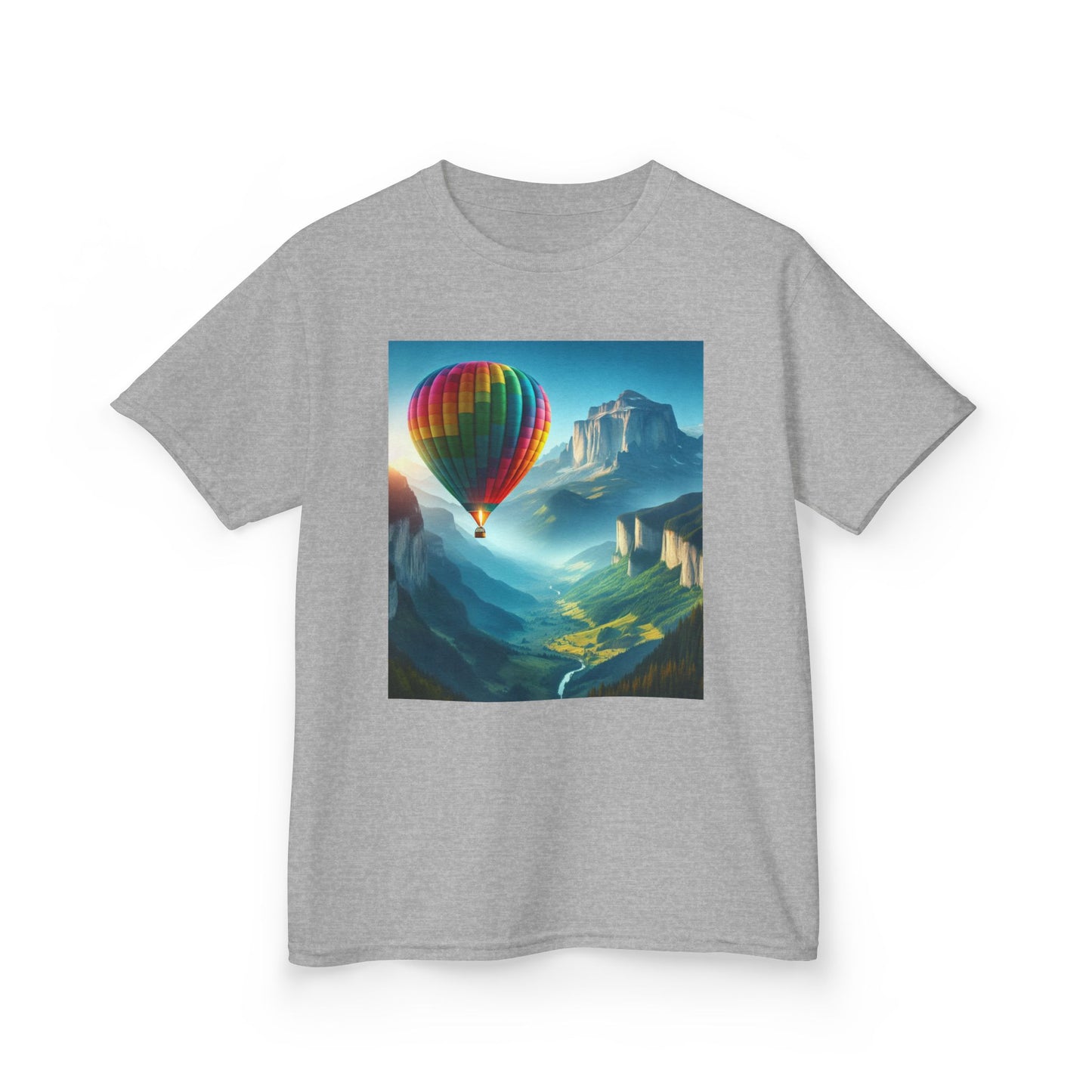 Kids Heavy Cotton™ Tee - Colorful Hot Air Balloon Adventure Tee for Young Explorers