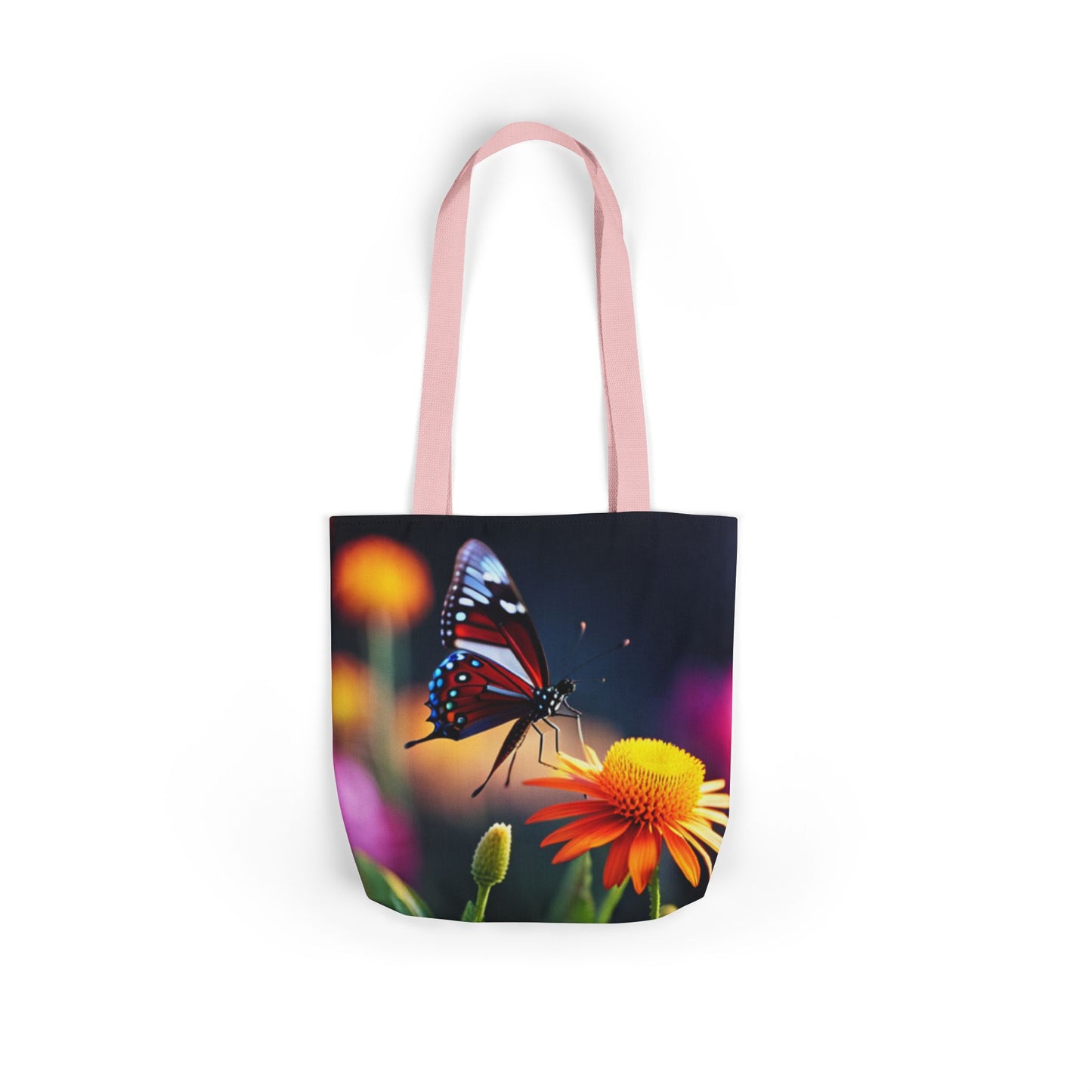 Canvas Tote Bag, 5-Color Straps (Butterflies)