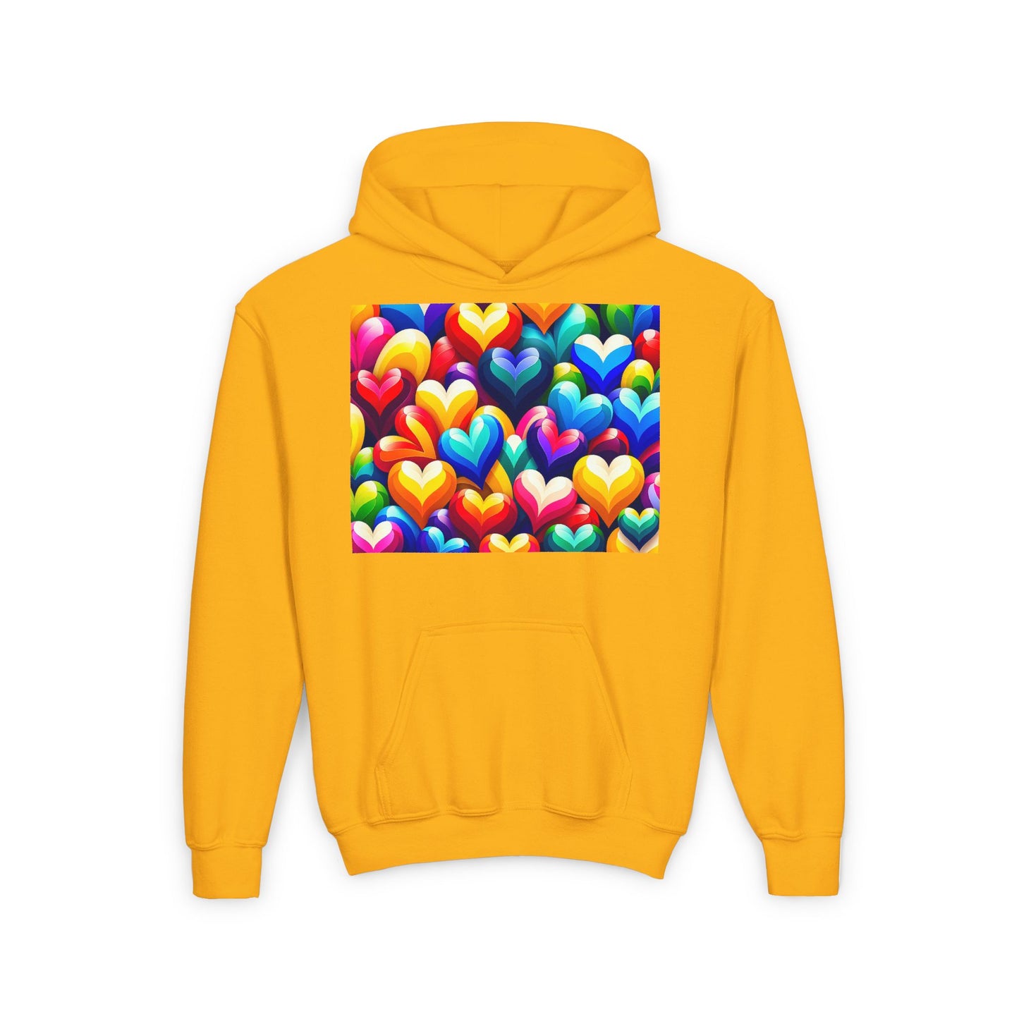 Youth Heavy Blend Hooded Sweatshirt (Colorful Hearts)