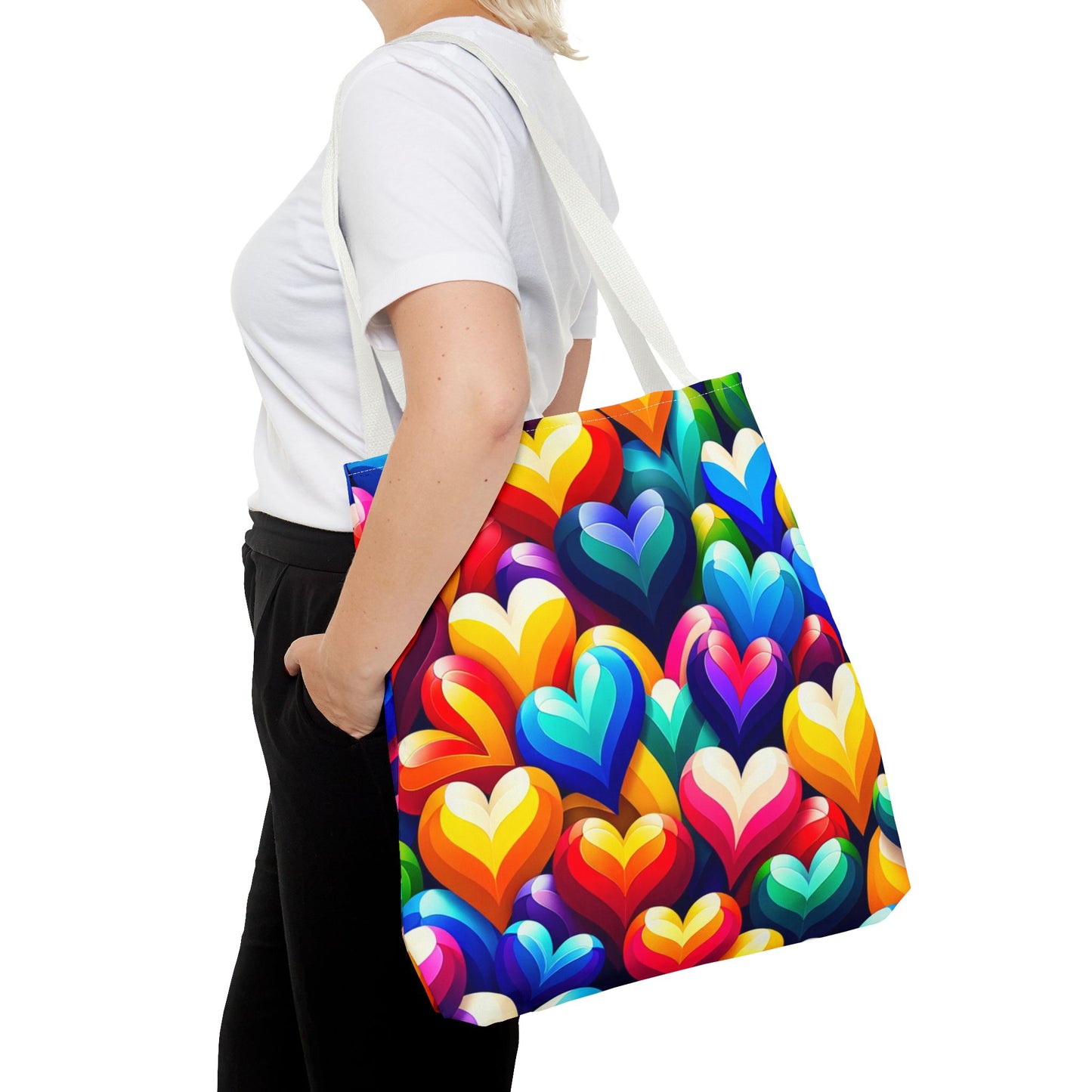 Tote Bag (AOP) (Colorful Hearts)