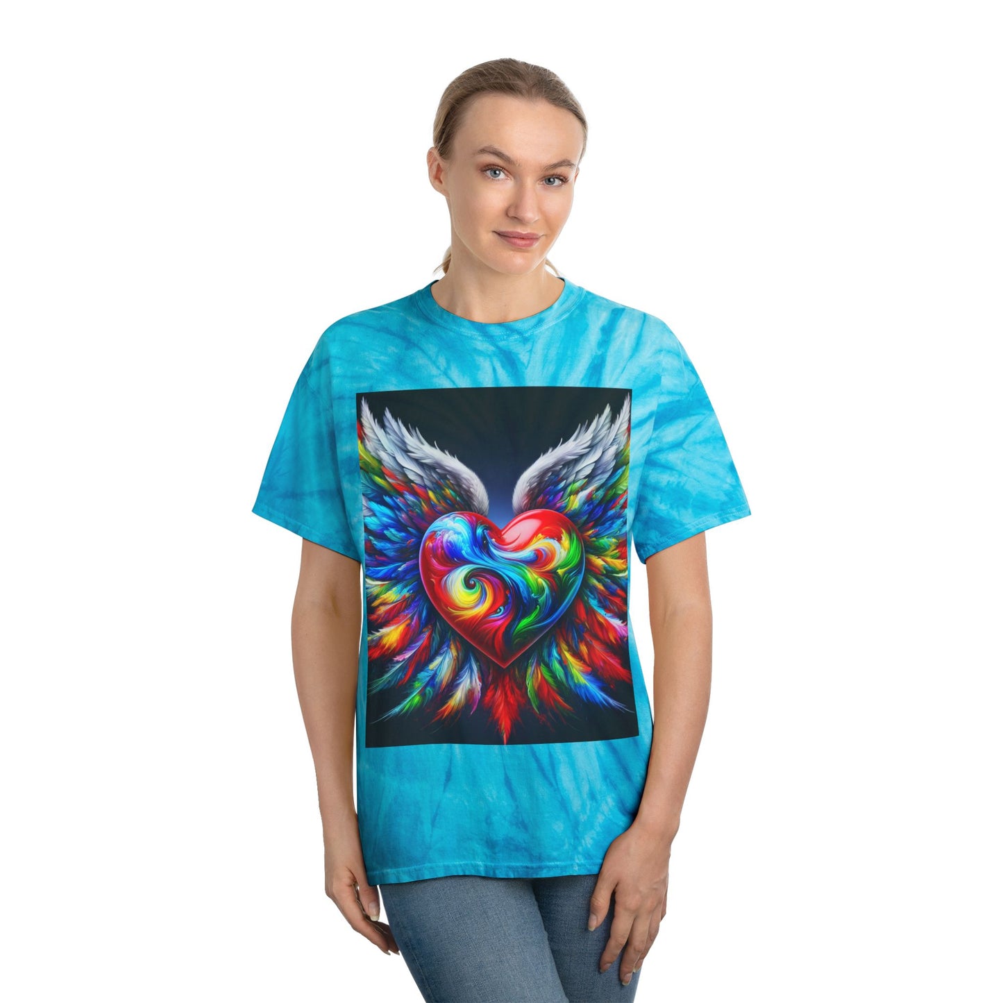 Vibrant Tie-Dye Tee with Heart Design - Celebrate Love & Freedom