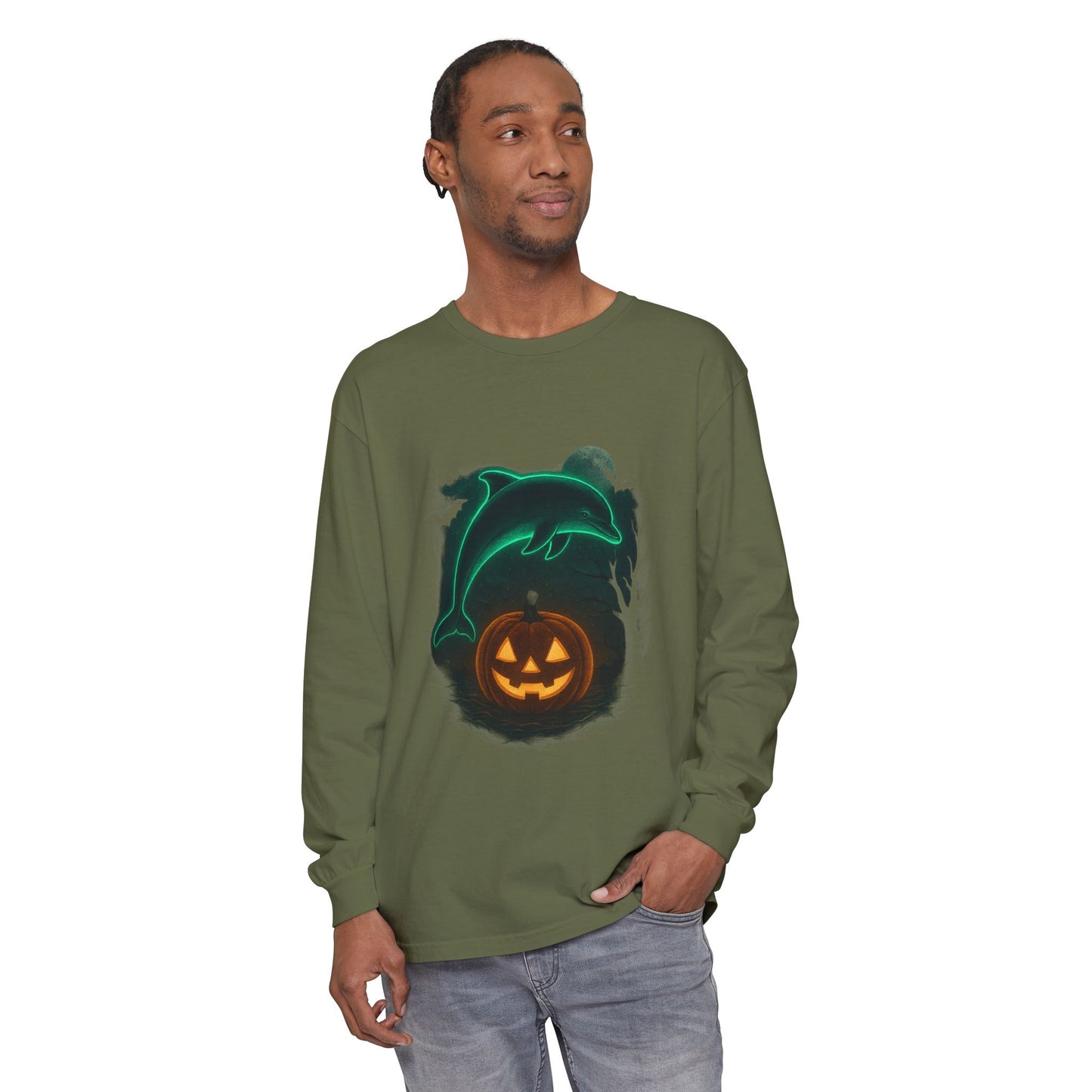 Spooky Dolphin Halloween Long Sleeve Tee