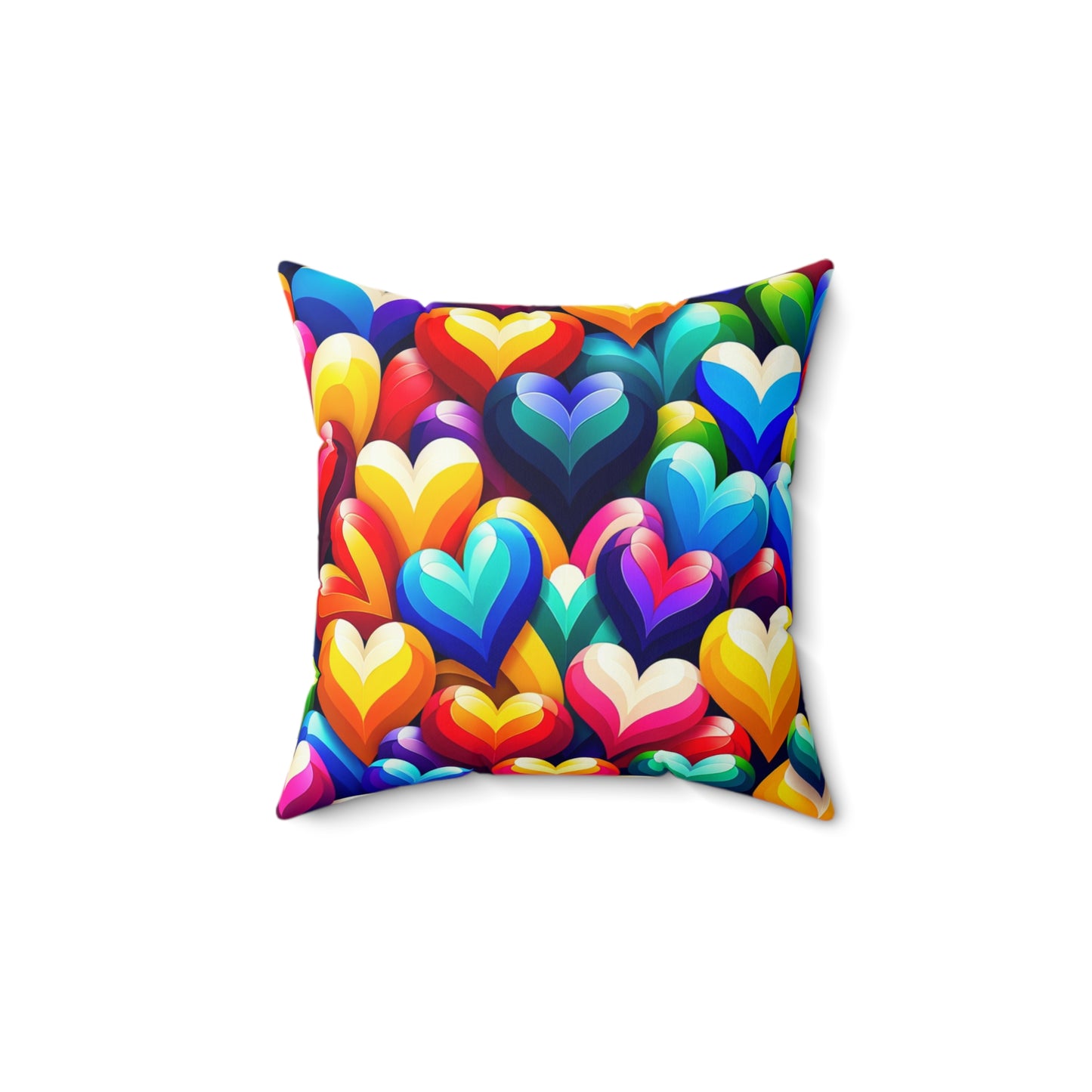 Spun Polyester Square Pillow (Colorful Hearts)