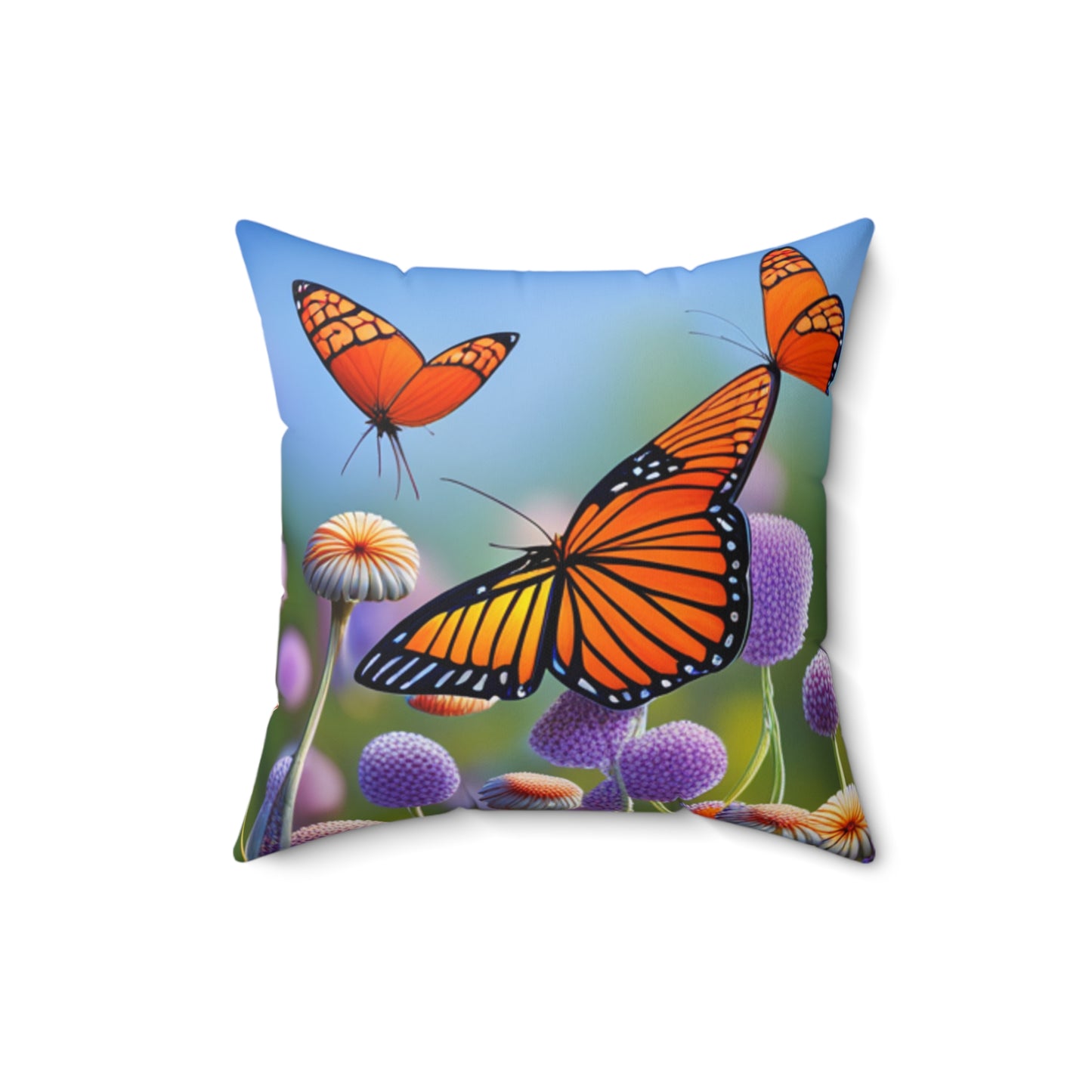 Spun Polyester Square Pillow (Monarch Butterflies)